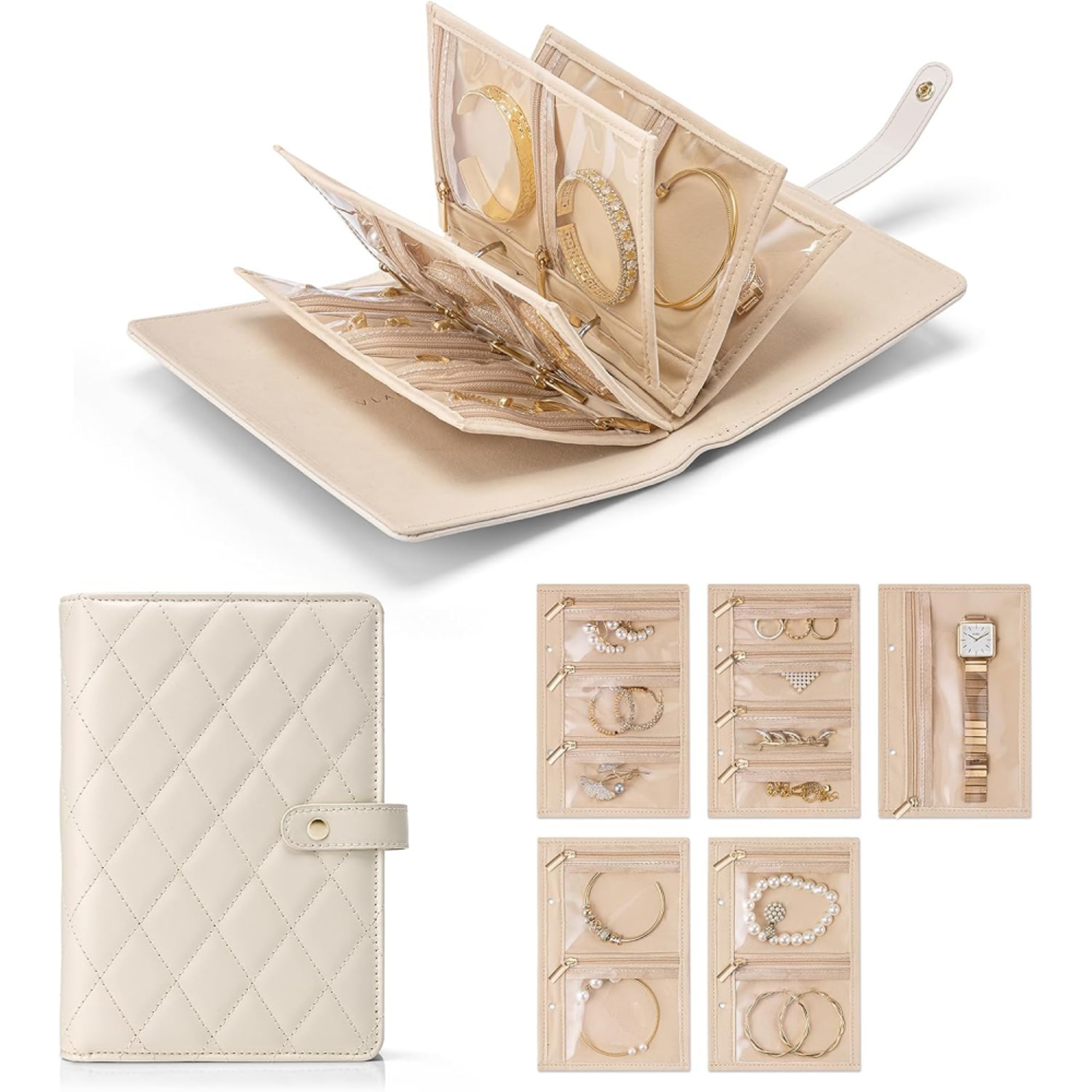 Travel Jewelry Storage Bag Transparent Velvet Jewelry Box Convenient Jewelry Storage Book With Zipp 2