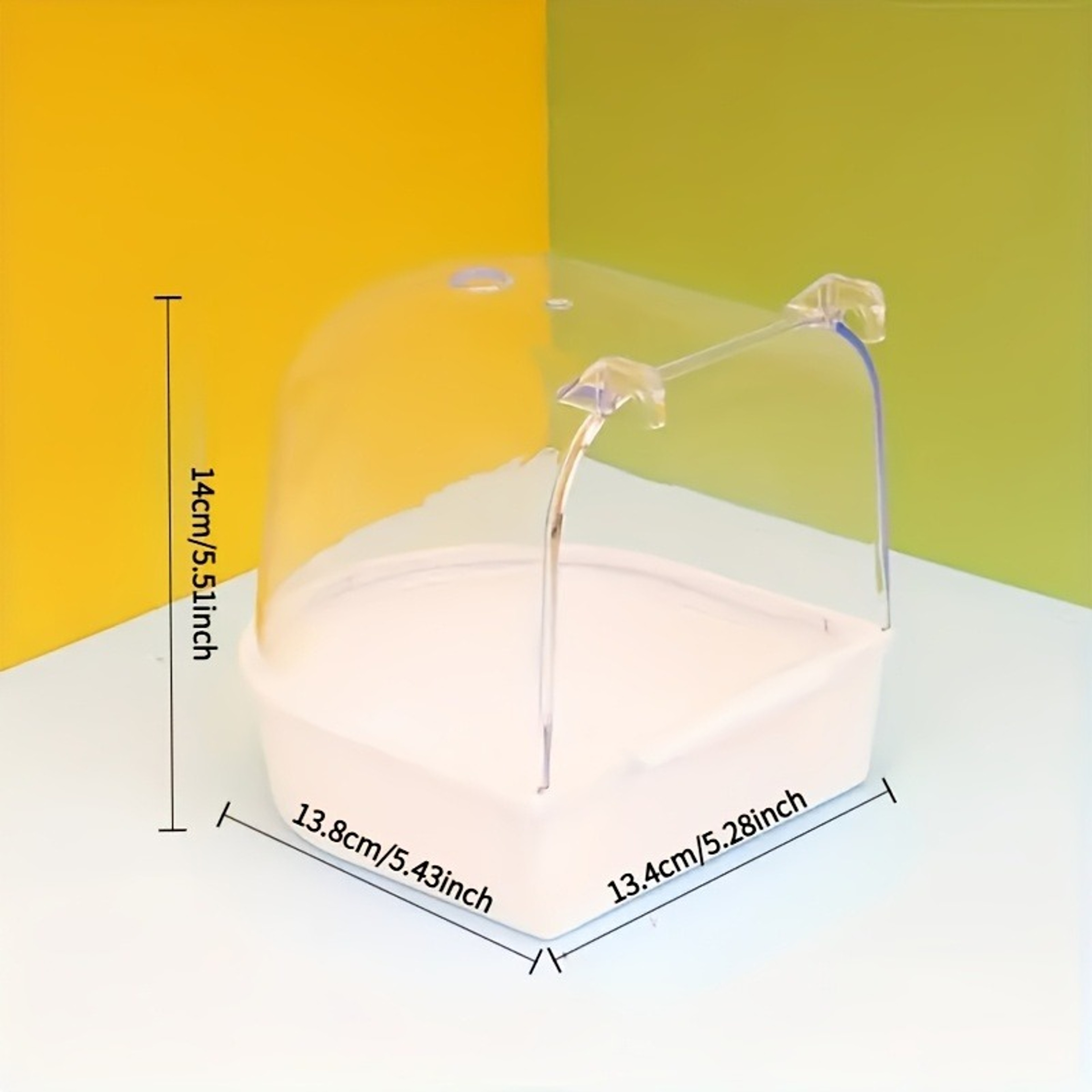Splash-Proof Transparent Bird Bath Tub, Parrot Shower w/ Easy-Grip Handle for Lovebirds & Conures – view 2