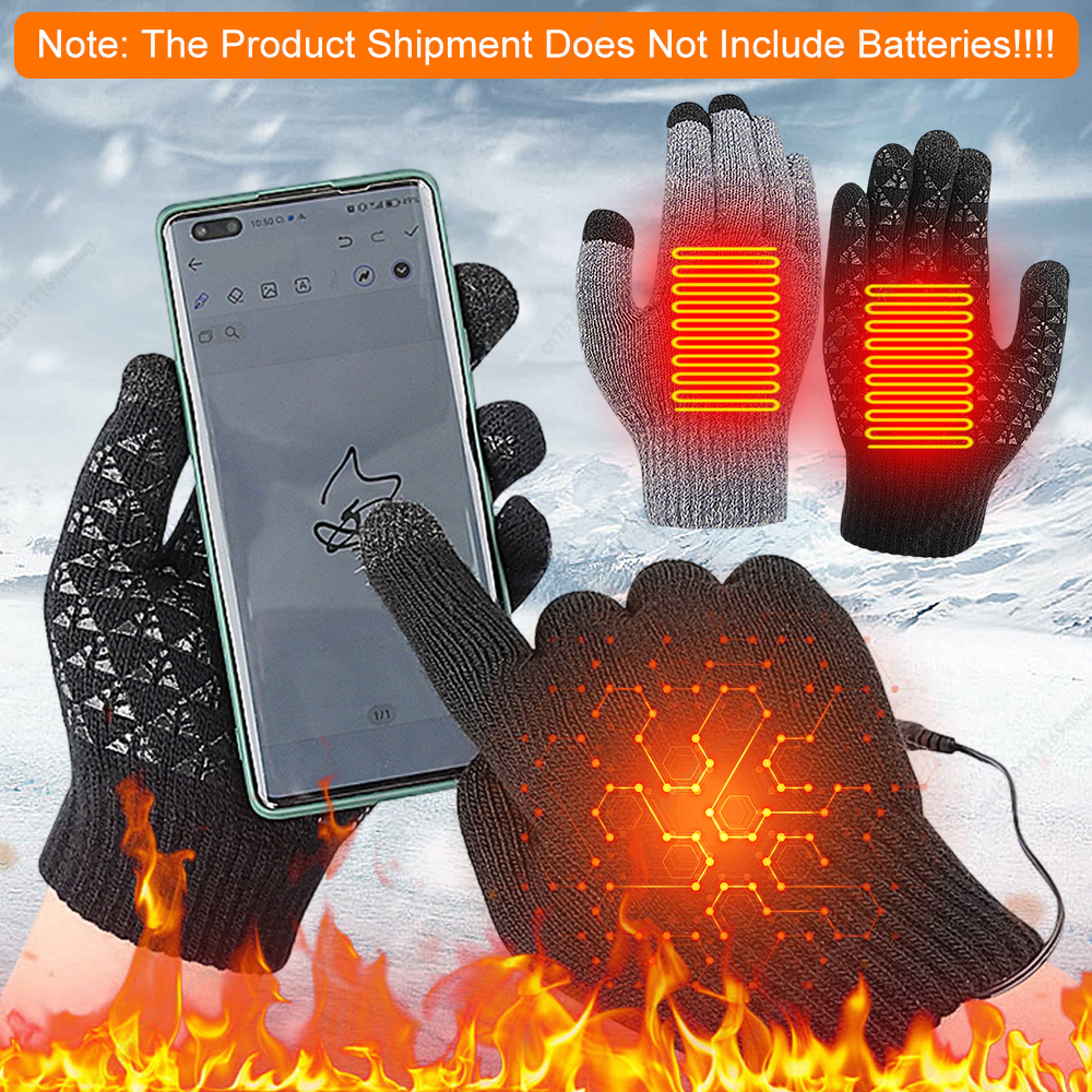 Winter Cycling Gloves For Men Women USB Heated Knitted Full Finger Gloves NonSlip Touch Screen Glov 1