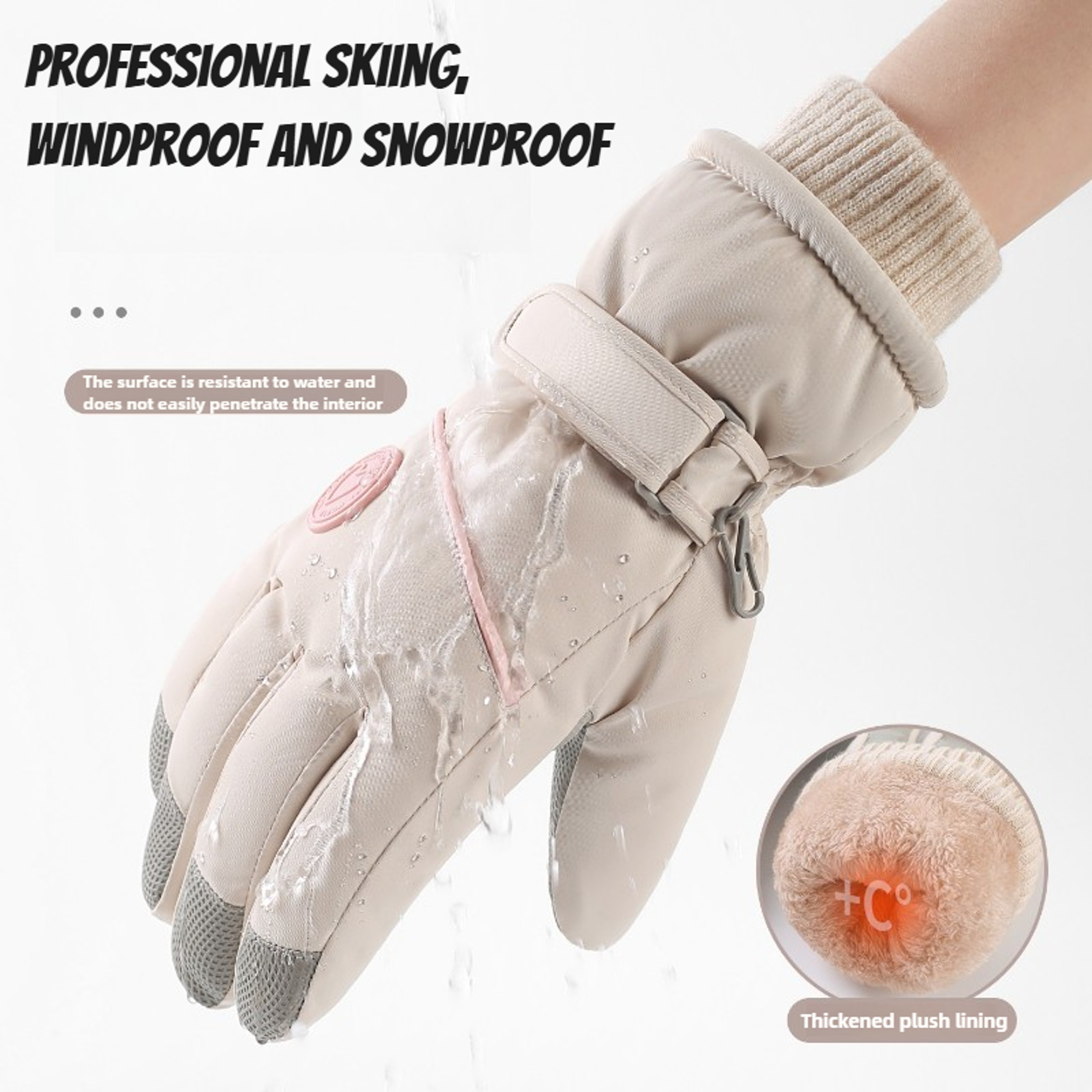 Fashion Winter Skiing Gloves Thick Warm Cold Resistant Touchscreen Electric Bike Riding Fleece Line 2