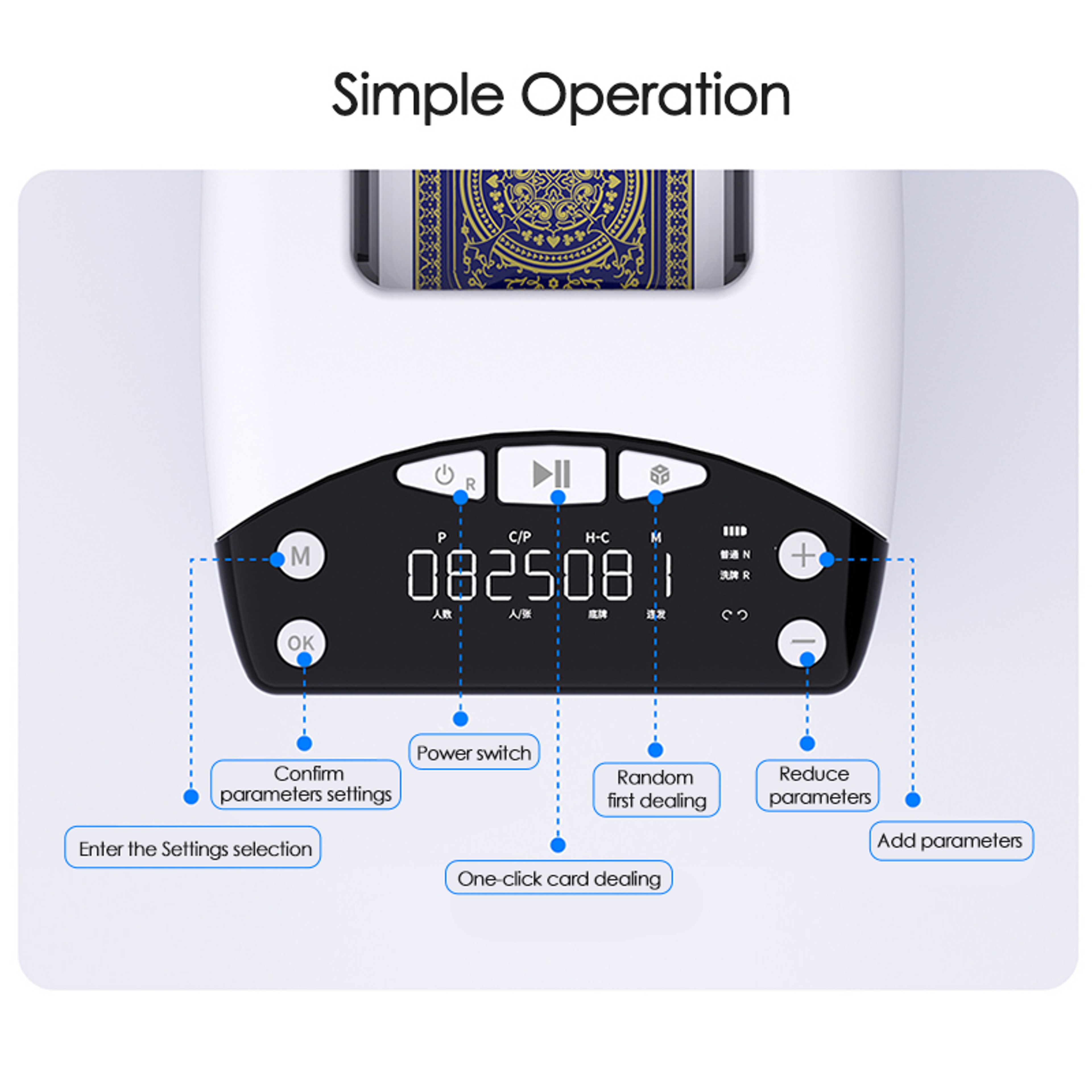 Electric Automatic Card Dealer Machine, Rechargeable Poker Cards Dispenser, Adjustable Speed and Distance Tools – view 3