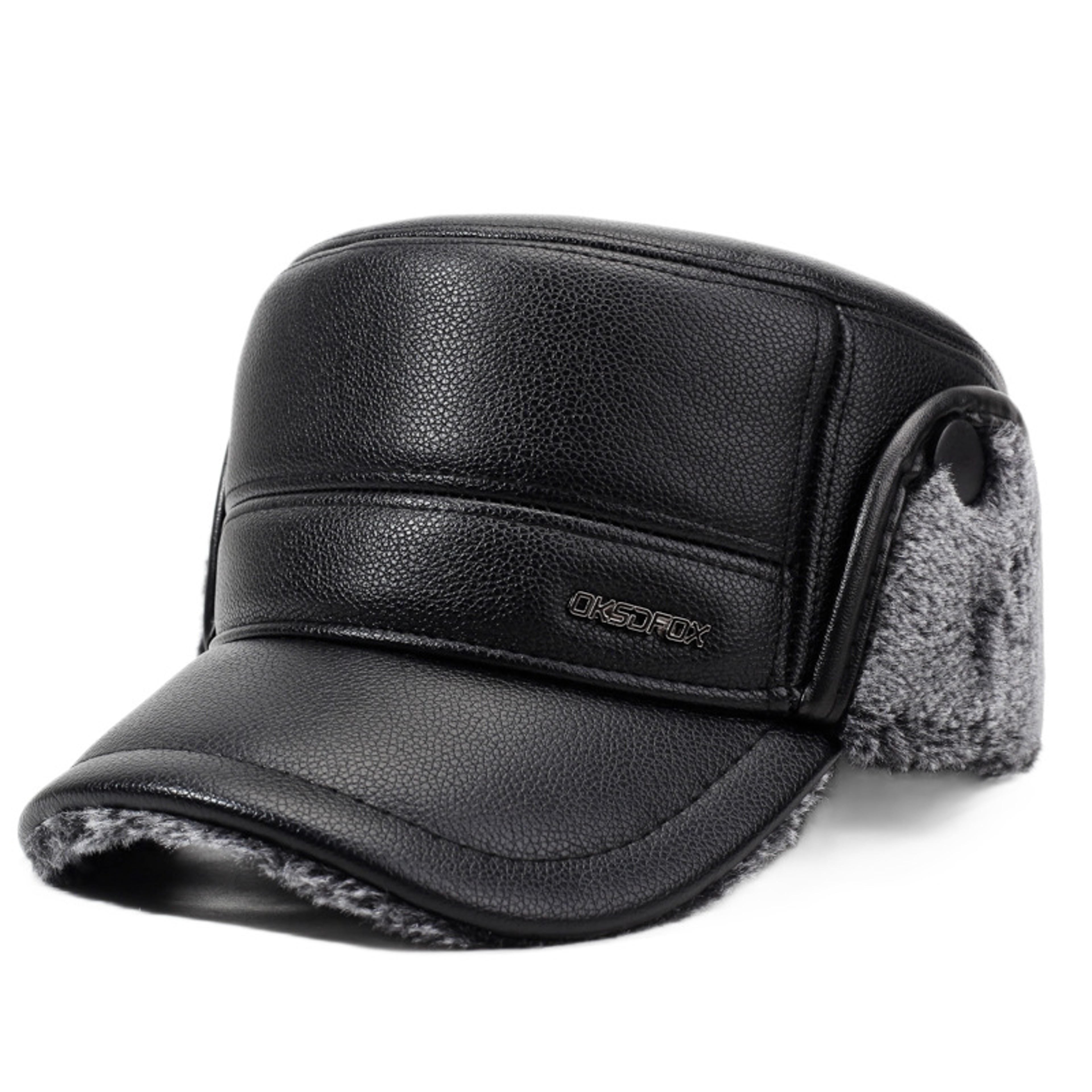 Winter Thickened Fleecelined Cold Cap Mens Leather Flat Top Baseball Cap Warm Ear Hat For Elderly 4