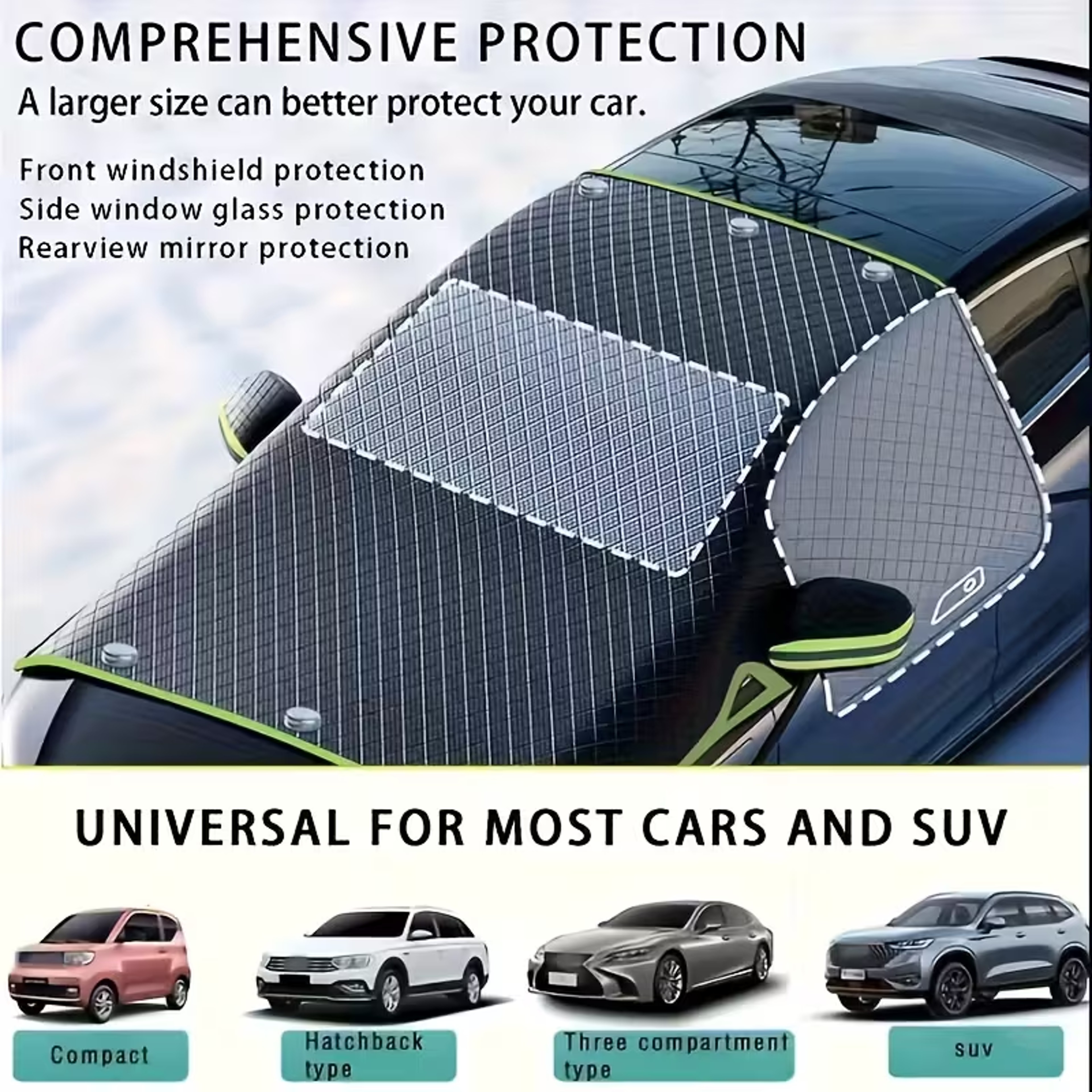 High-Quality Winter Car Accessories, UV Protection, Snow Shield, Durable Windshield Cover – view 3