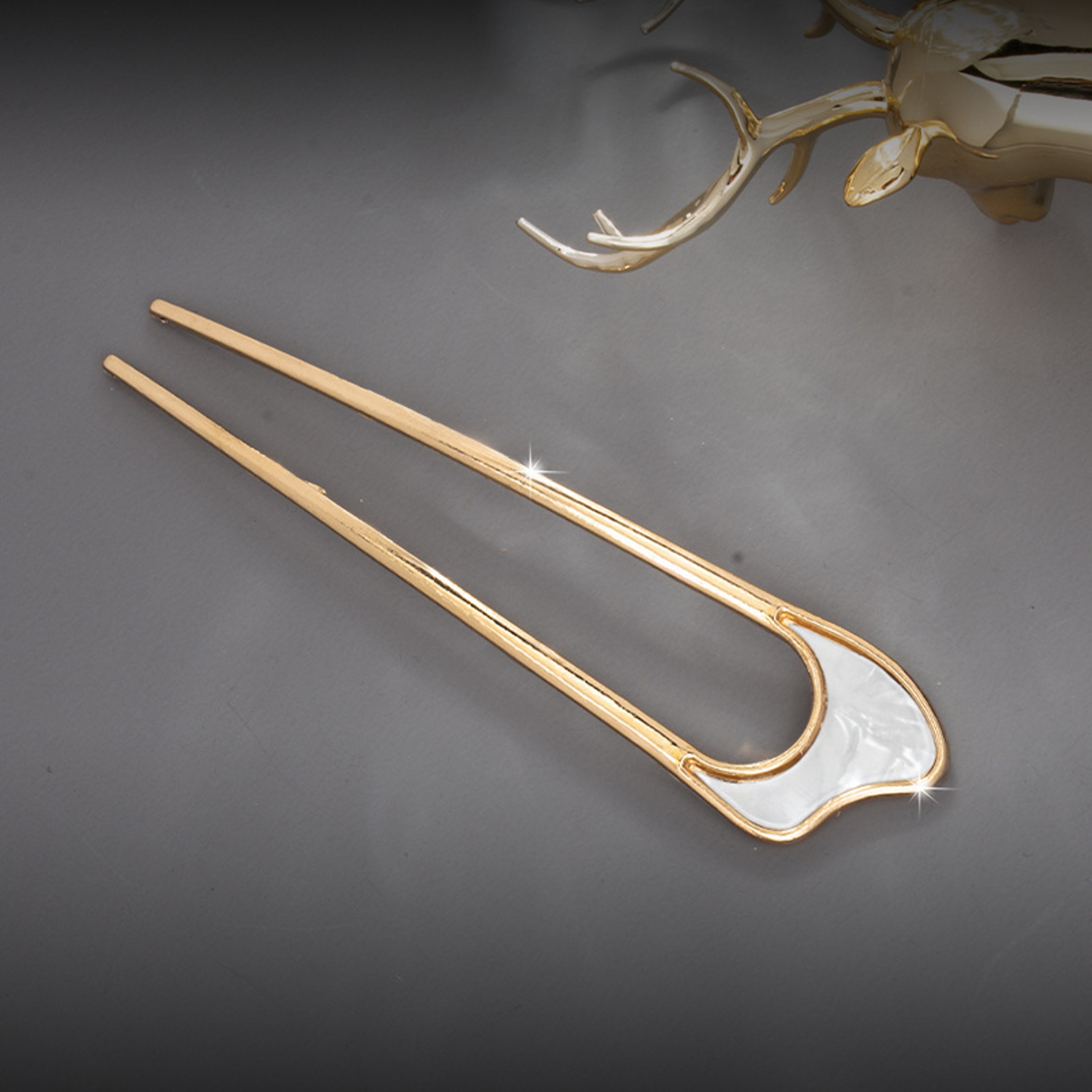 Fashion Luxury Silver Gold Enamel Shell Hairpin For Women U Shape Metal Hair Stick Elegant Hairwear 9