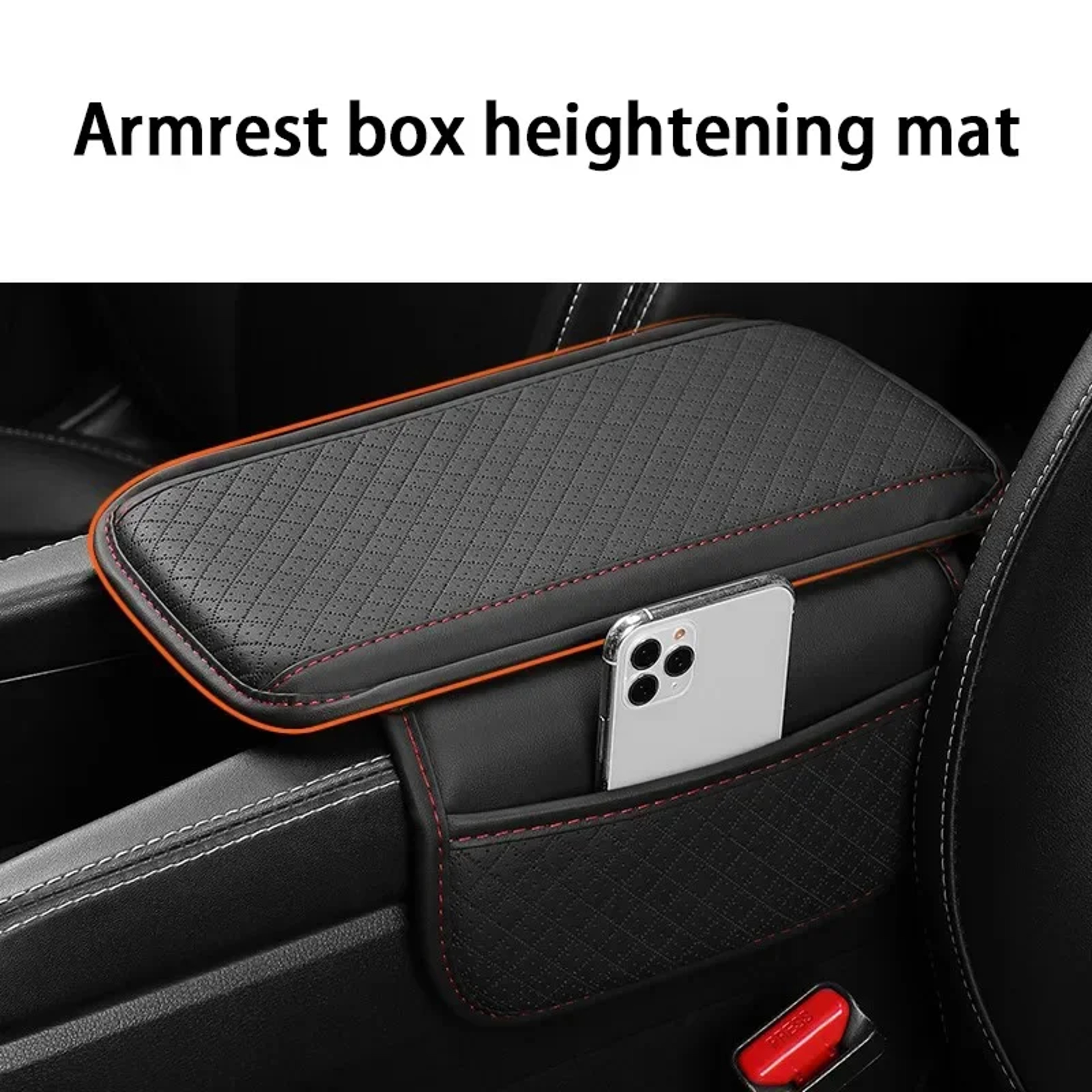 Breathable Center Console Box Cover, Universal Car Arm Rest Cushion PU Leather, Anti Scratch Armrest Box Protector – view 6