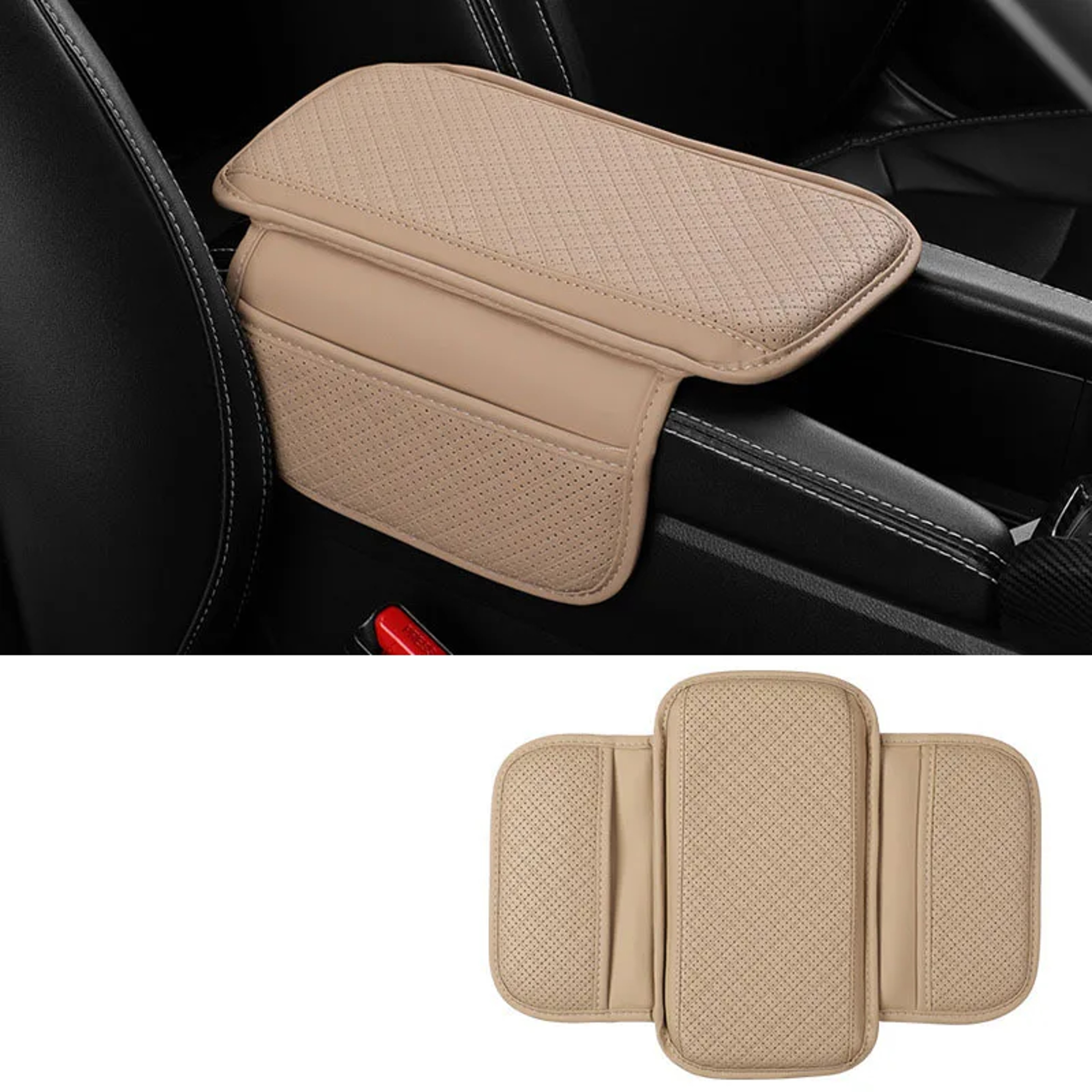 Breathable Center Console Box Cover, Universal Car Arm Rest Cushion PU Leather, Anti Scratch Armrest Box Protector – view 9