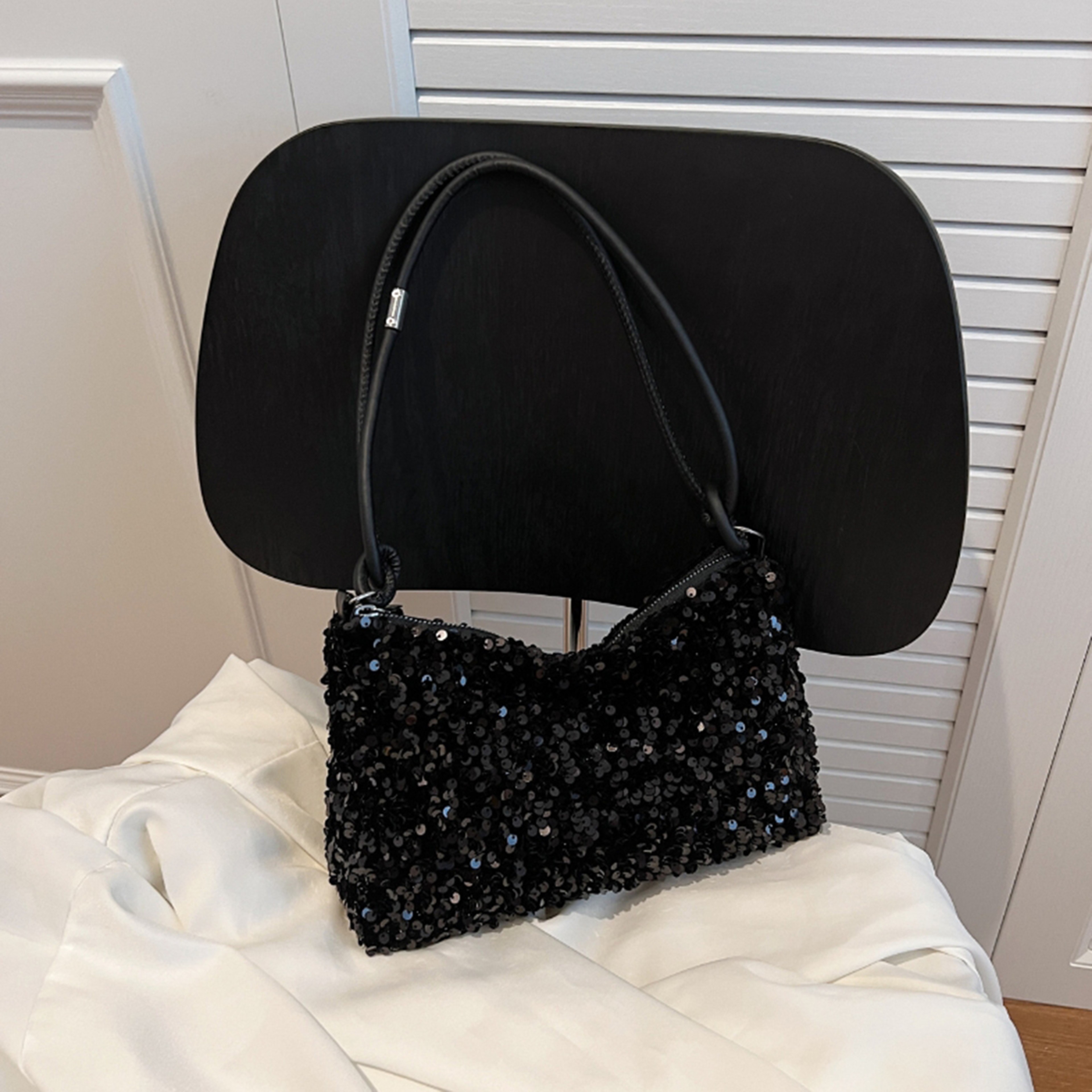 Casual Chic Design Black Spice Glitter Underarm Bag, Stylish Crossbody Shoulder Bag – view 5