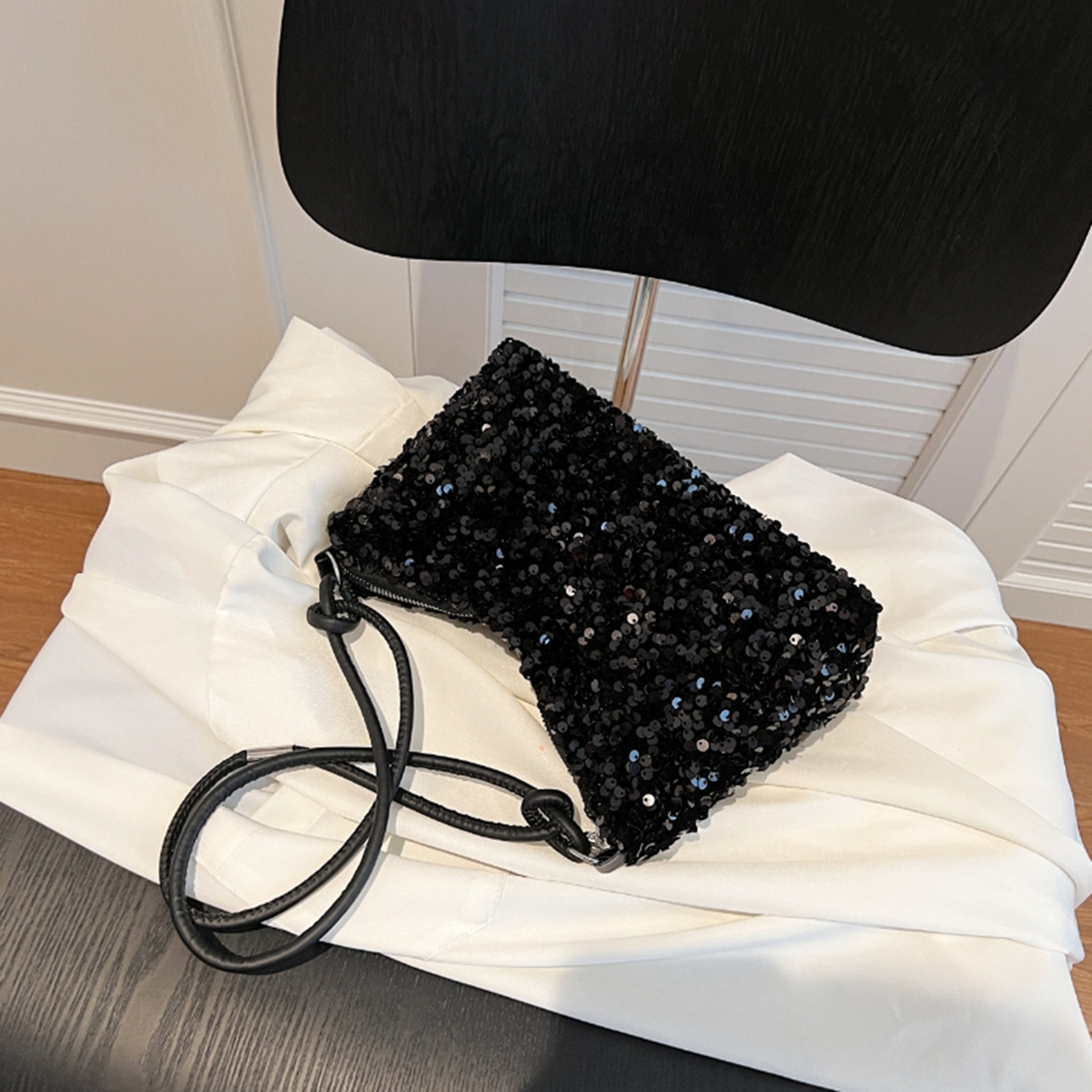 Casual Chic Design Black Spice Glitter Underarm Bag, Stylish Crossbody Shoulder Bag – view 6