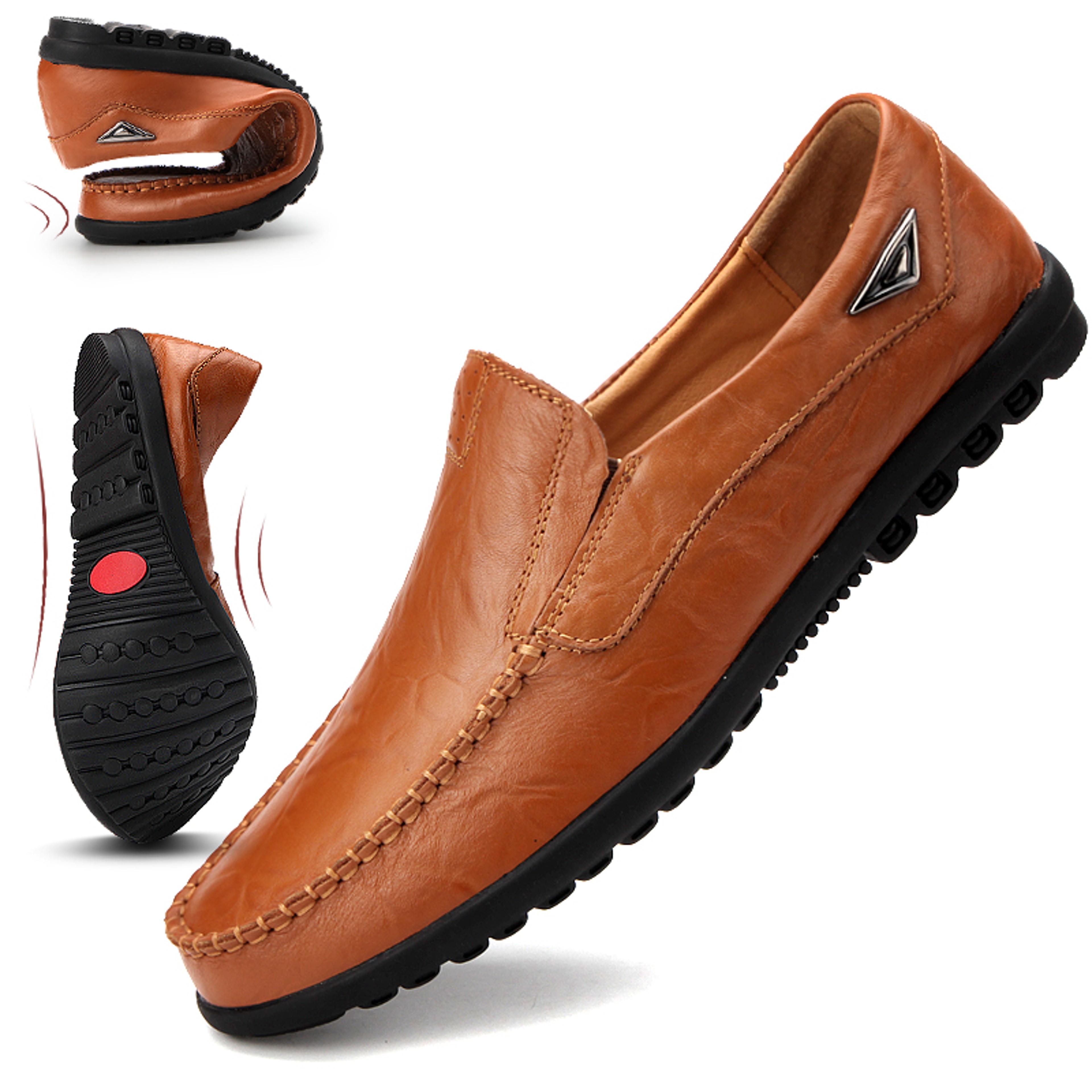 Luxury Brand Mens Loafers Moccasins Genuine Leather Casual Shoes Breathable Slip On Black Driving S 1
