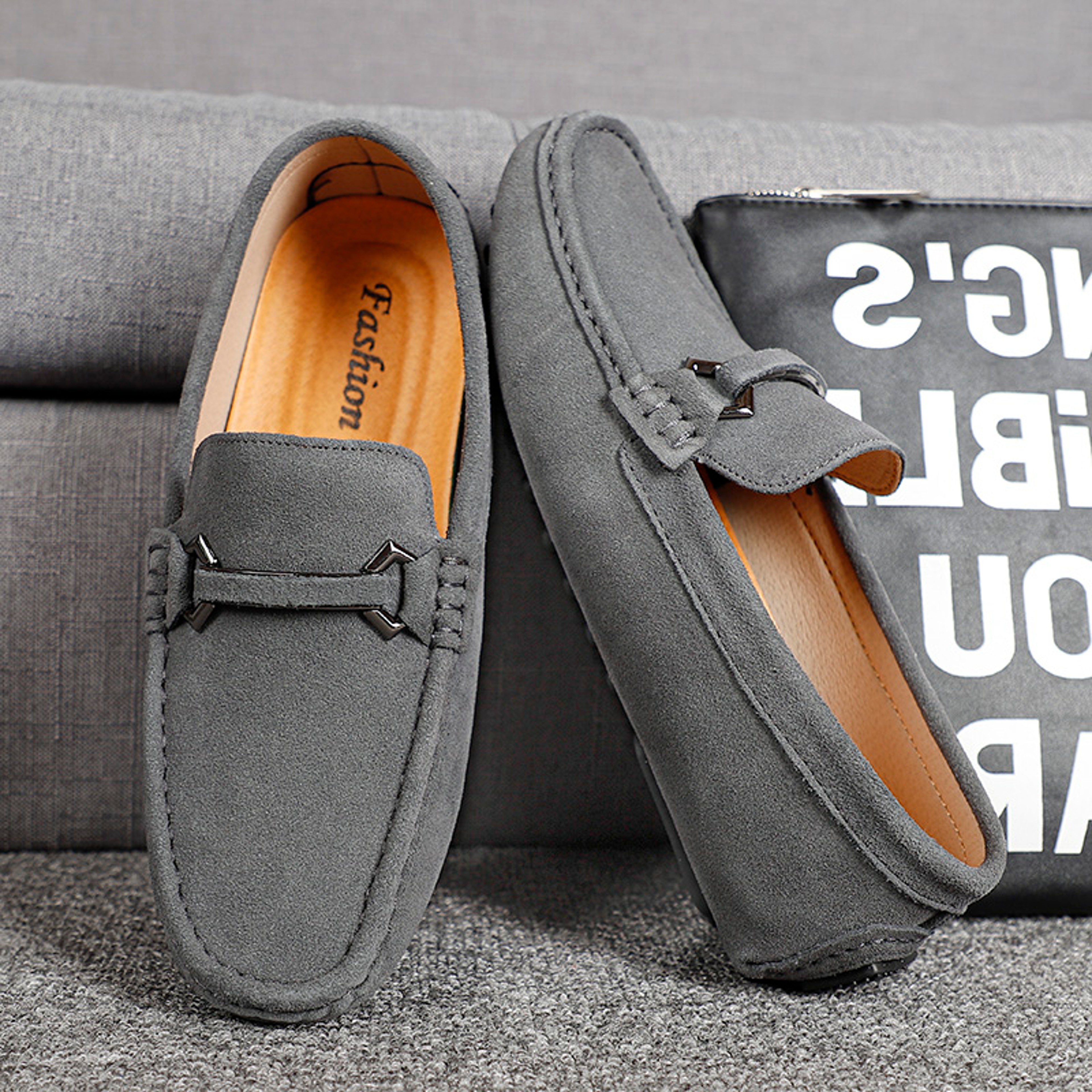 High Quality Suede Slip On Men Loafers Genuine Leather Casual Shoes Soft Non Slip Driving Flats 7