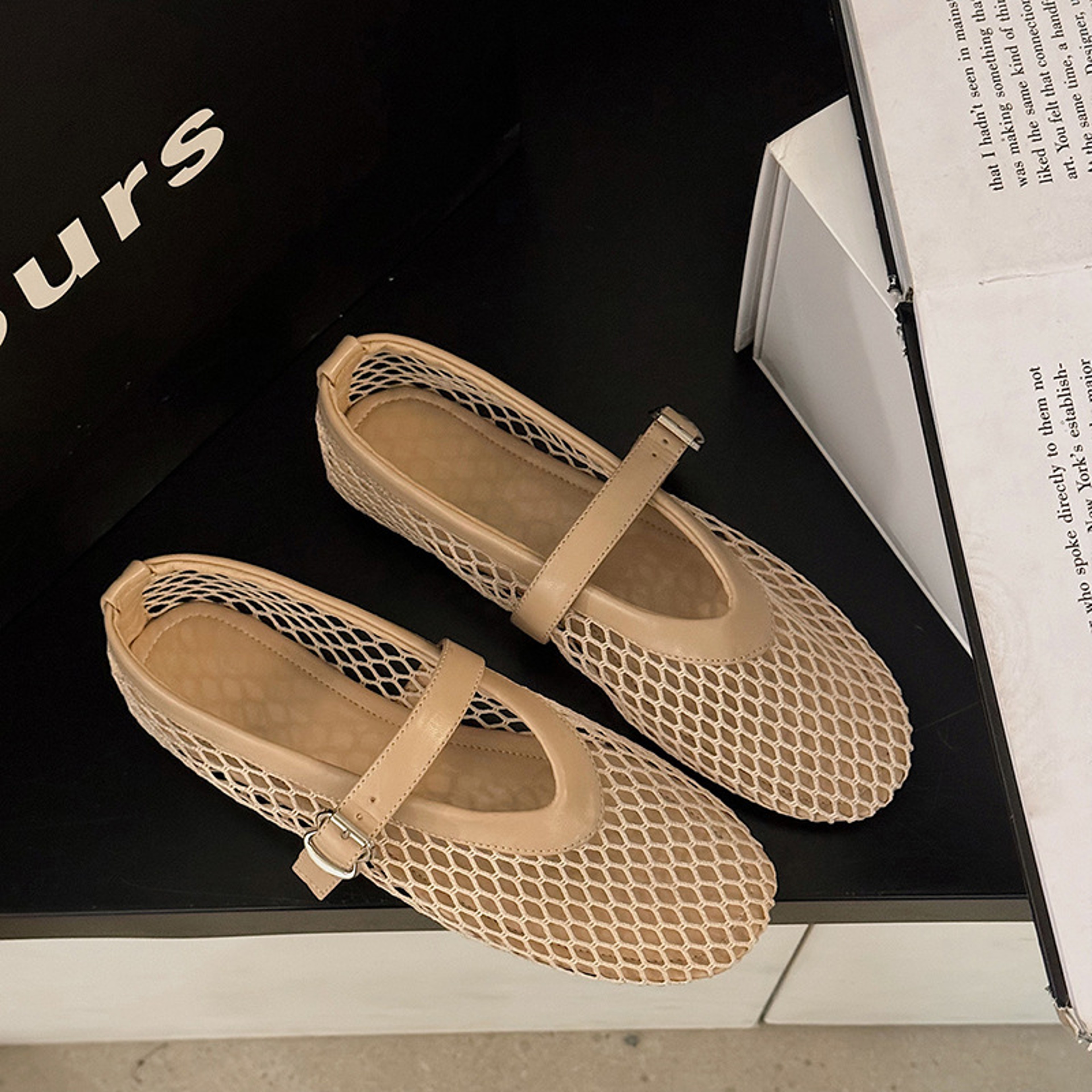Breathable Mesh Black Ballet Shoes Soft Sole Round Toe Flats For Girls Female Spring Summer Walking 5