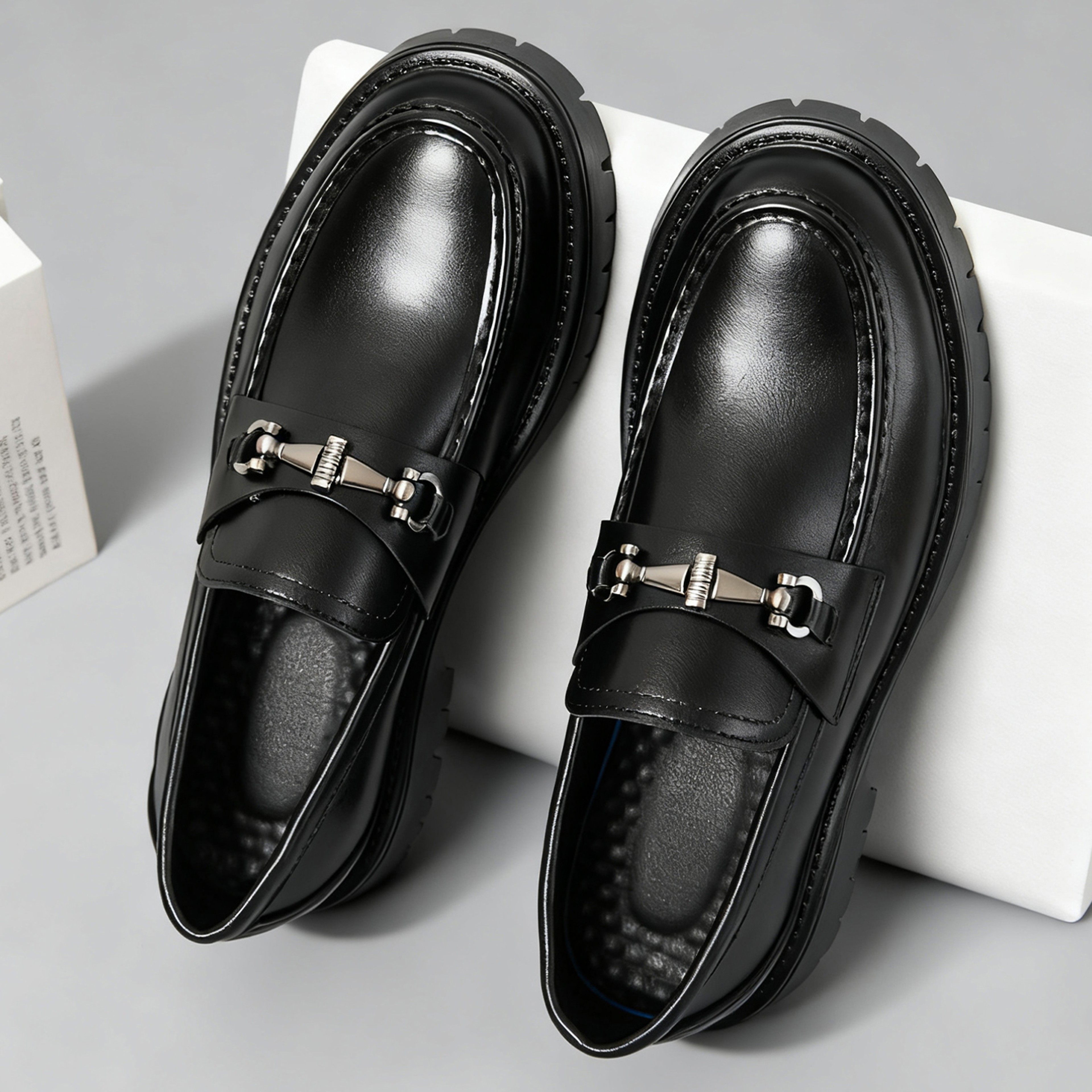 Men's Penny Loafers, Slip-On Business Shoes, Fashion Classic Thick Sole with Metal Buckle – view 2
