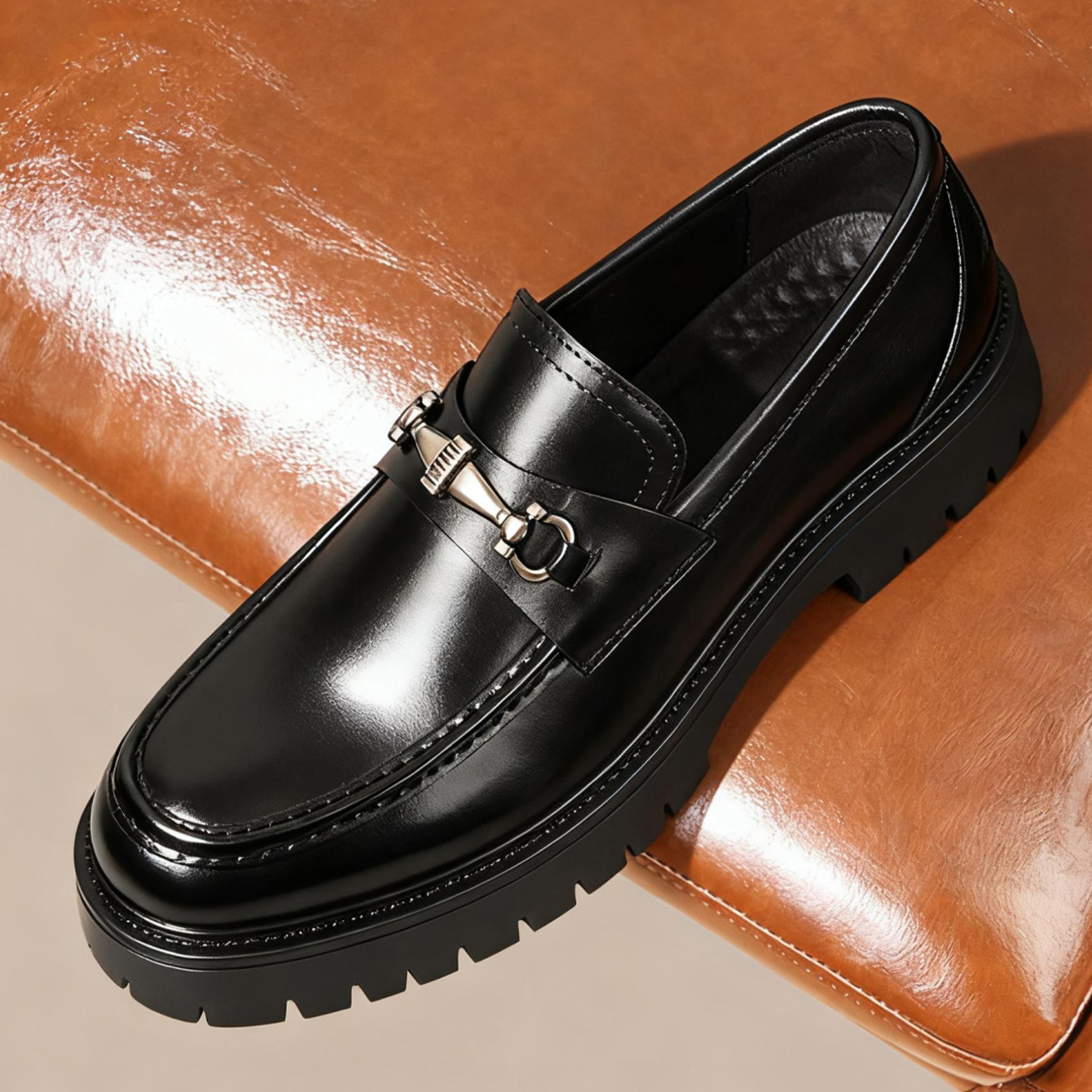 Men's Penny Loafers, Slip-On Business Shoes, Fashion Classic Thick Sole with Metal Buckle – view 4