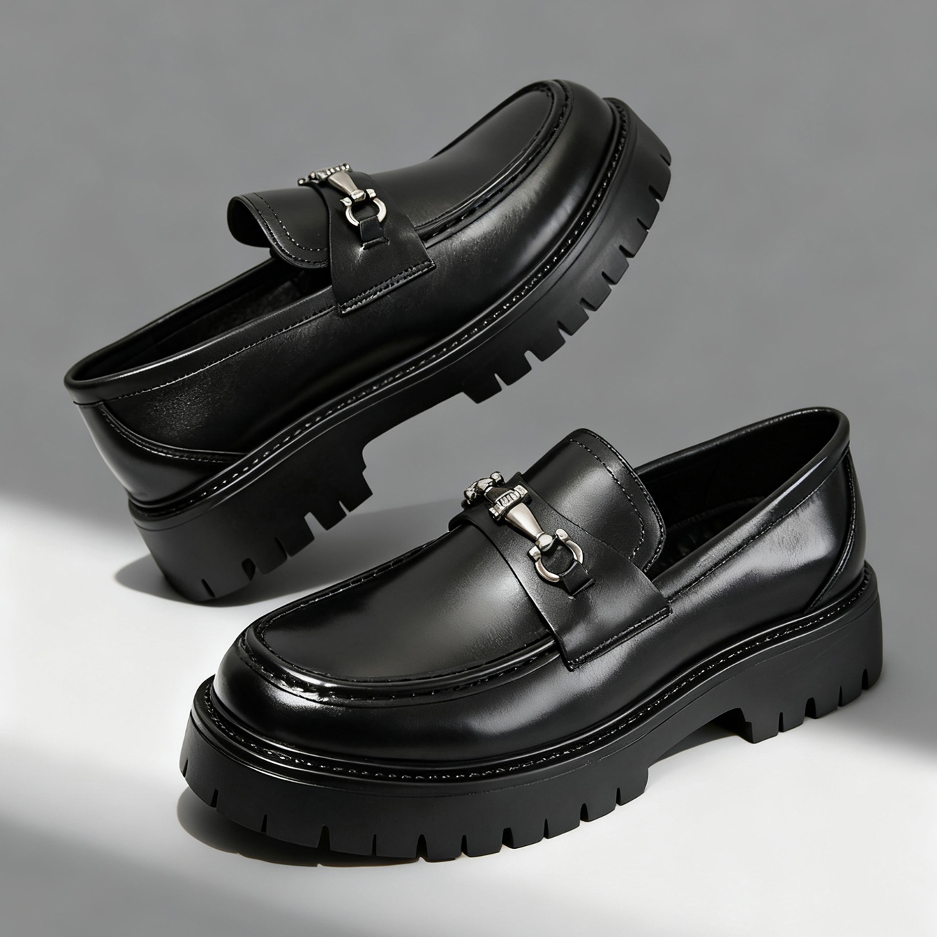 Men's Penny Loafers, Slip-On Business Shoes, Fashion Classic Thick Sole with Metal Buckle – view 7