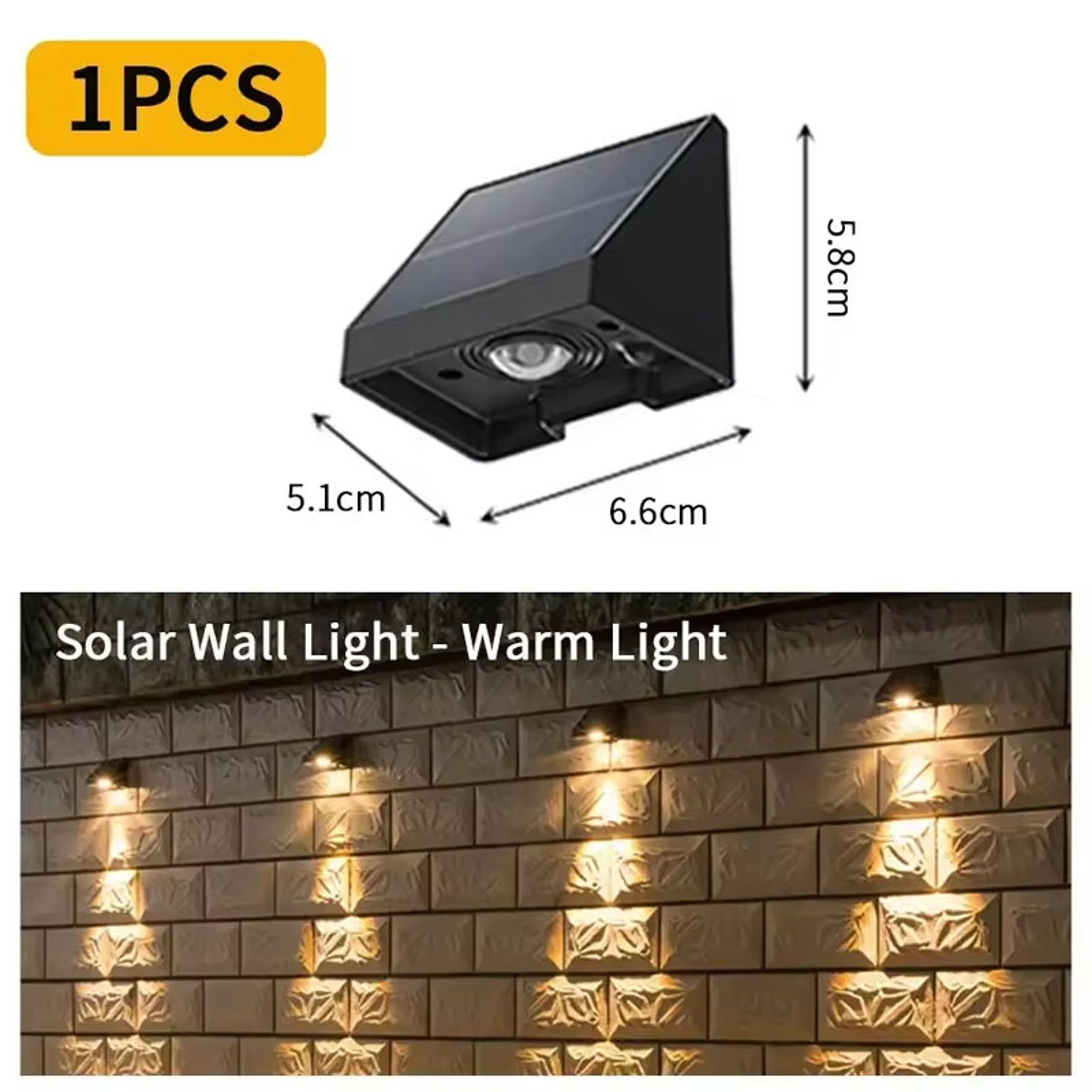 Solar Powered Fence Light, Outdoor Waterproof Solar Wall Lamp, Warm White Garden Light for House Number Address Sign – view 7