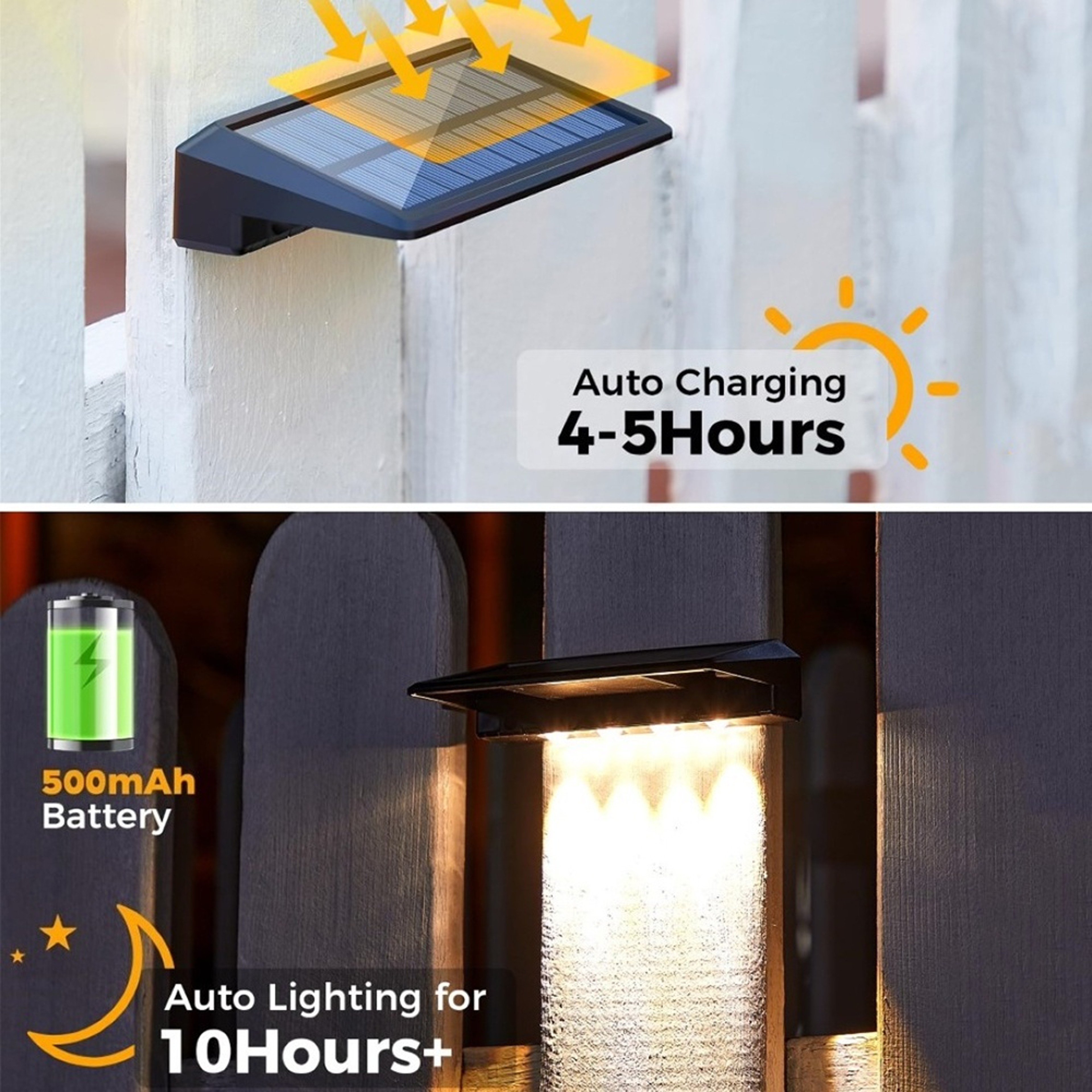 Waterproof Fence Solar Lights, 2 Pack Wall Lights for Deck, Porch, Backyard – view 3