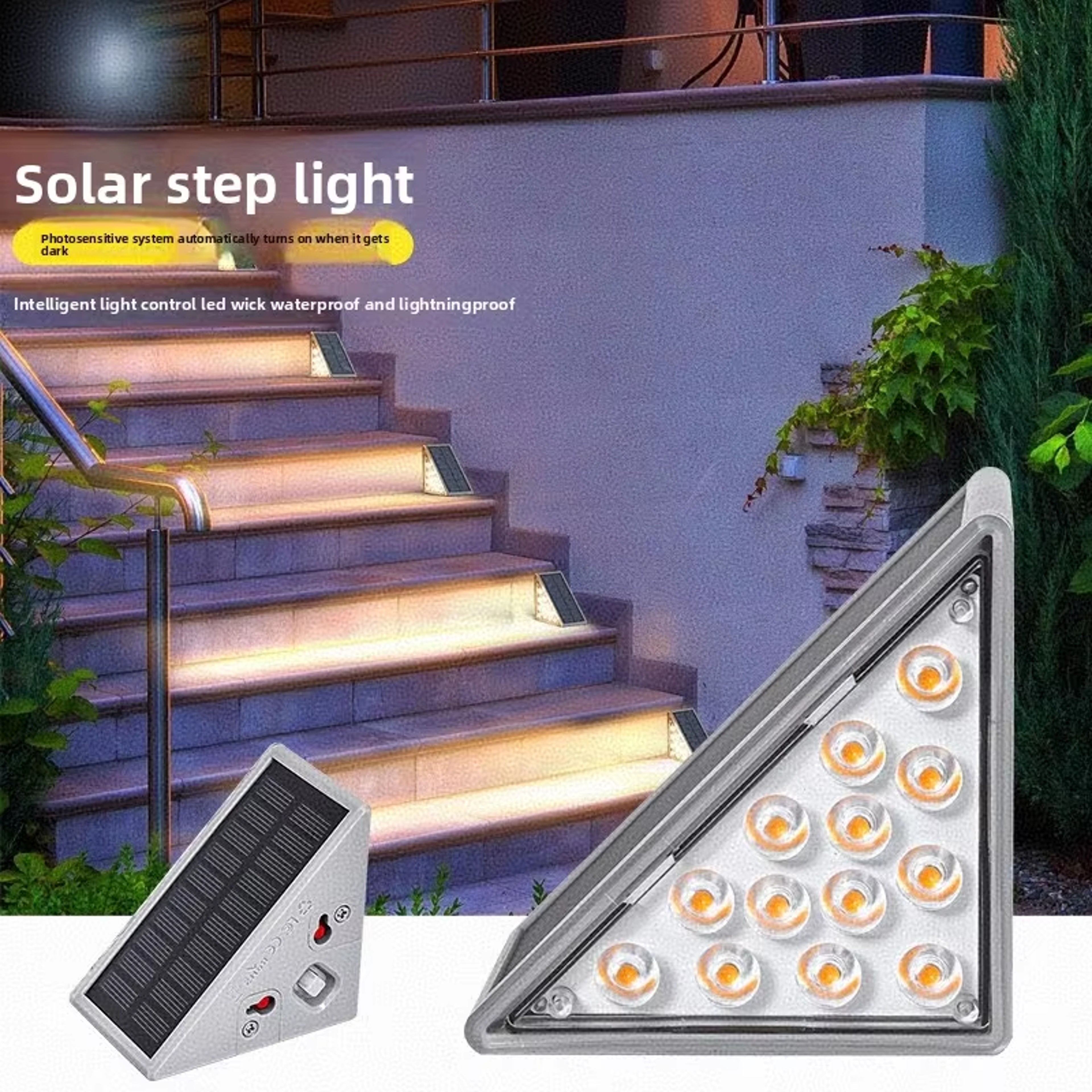 High Brightness Atmosphere Decoration Waterproof LED Step Lights AntiTheft Solar Lights 0