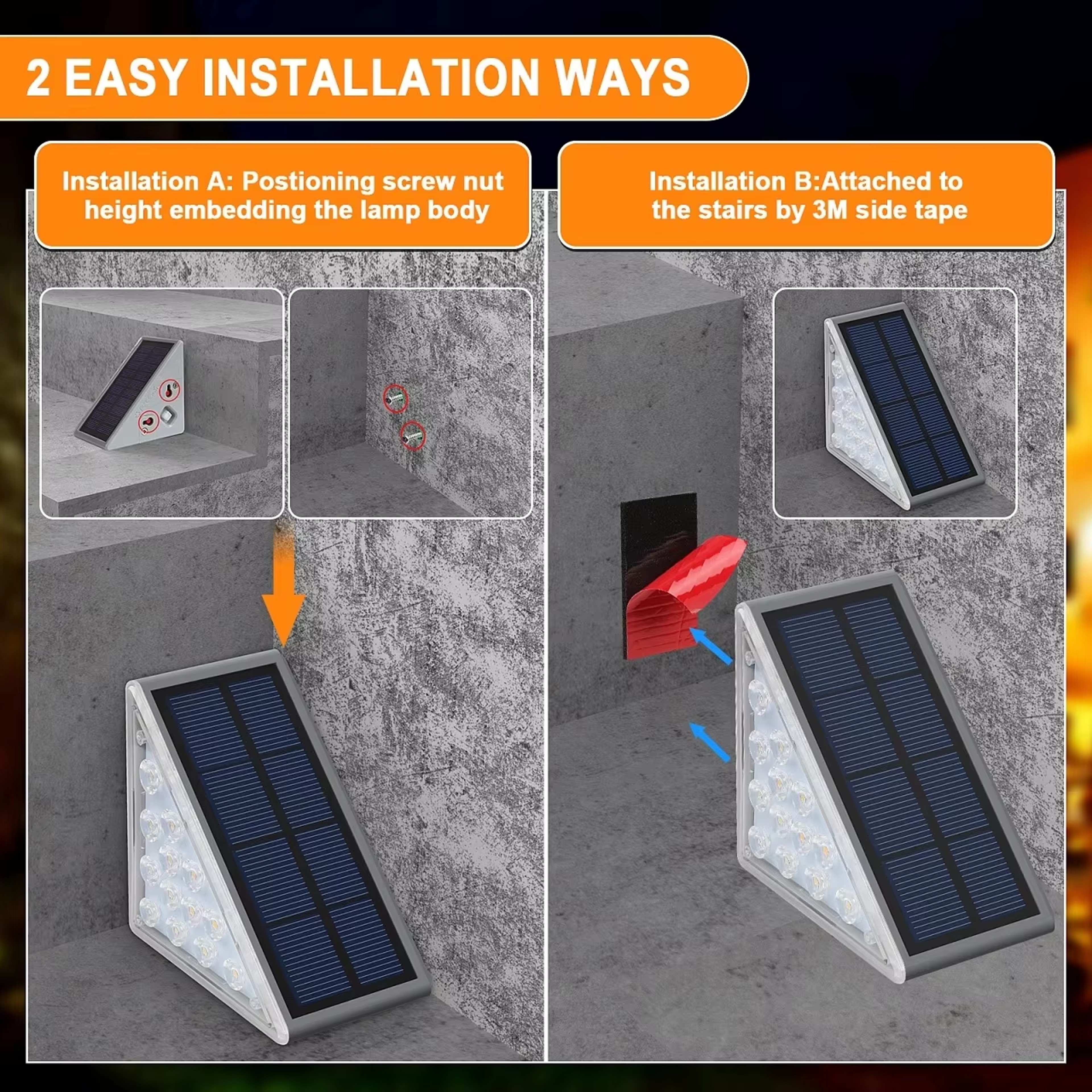 High Brightness Atmosphere Decoration Waterproof LED Step Lights AntiTheft Solar Lights 4