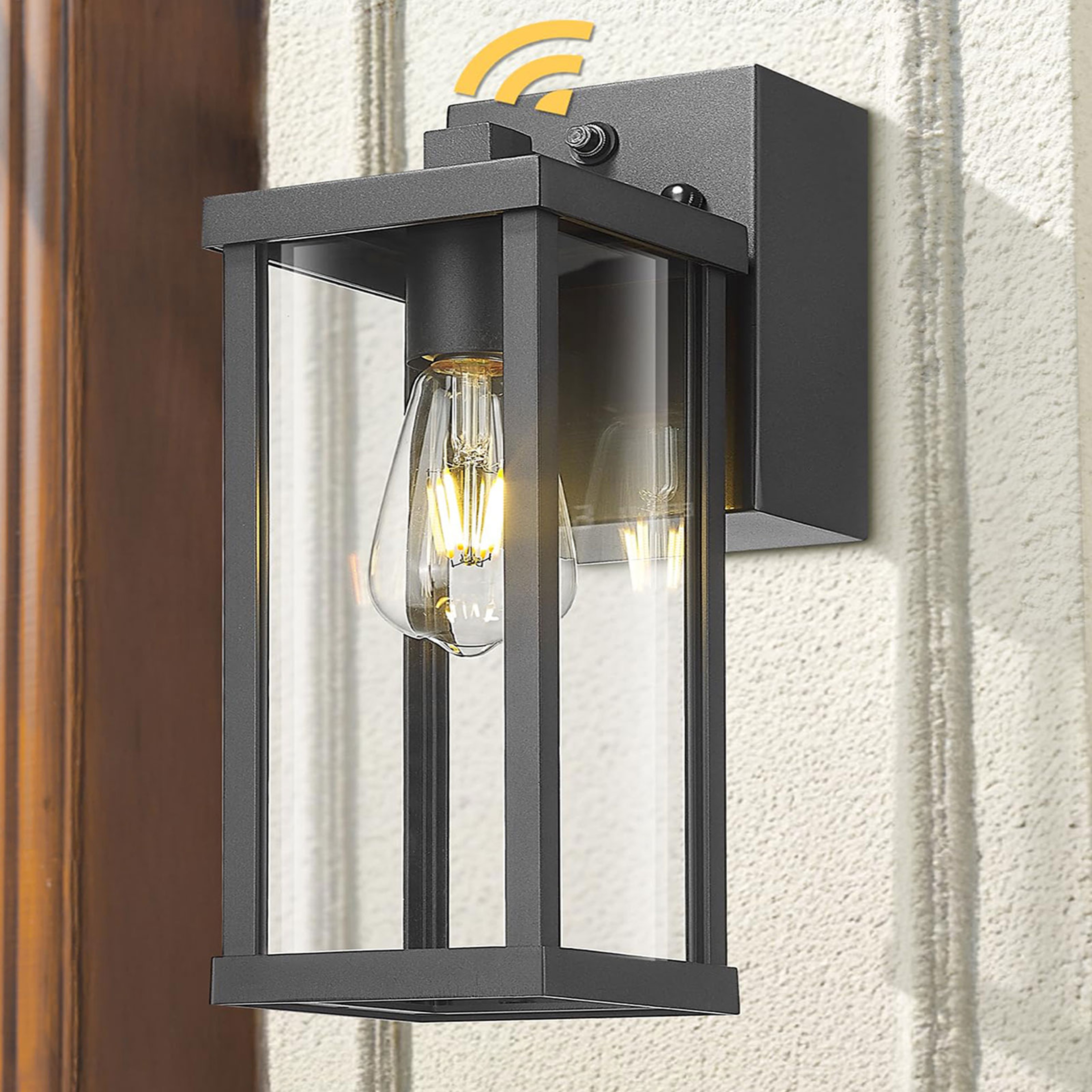 Outdoor Porch Light with Outlet, Dusk to Dawn Wall Mount Exterior Lighting for House, Patio & Garage – view 5