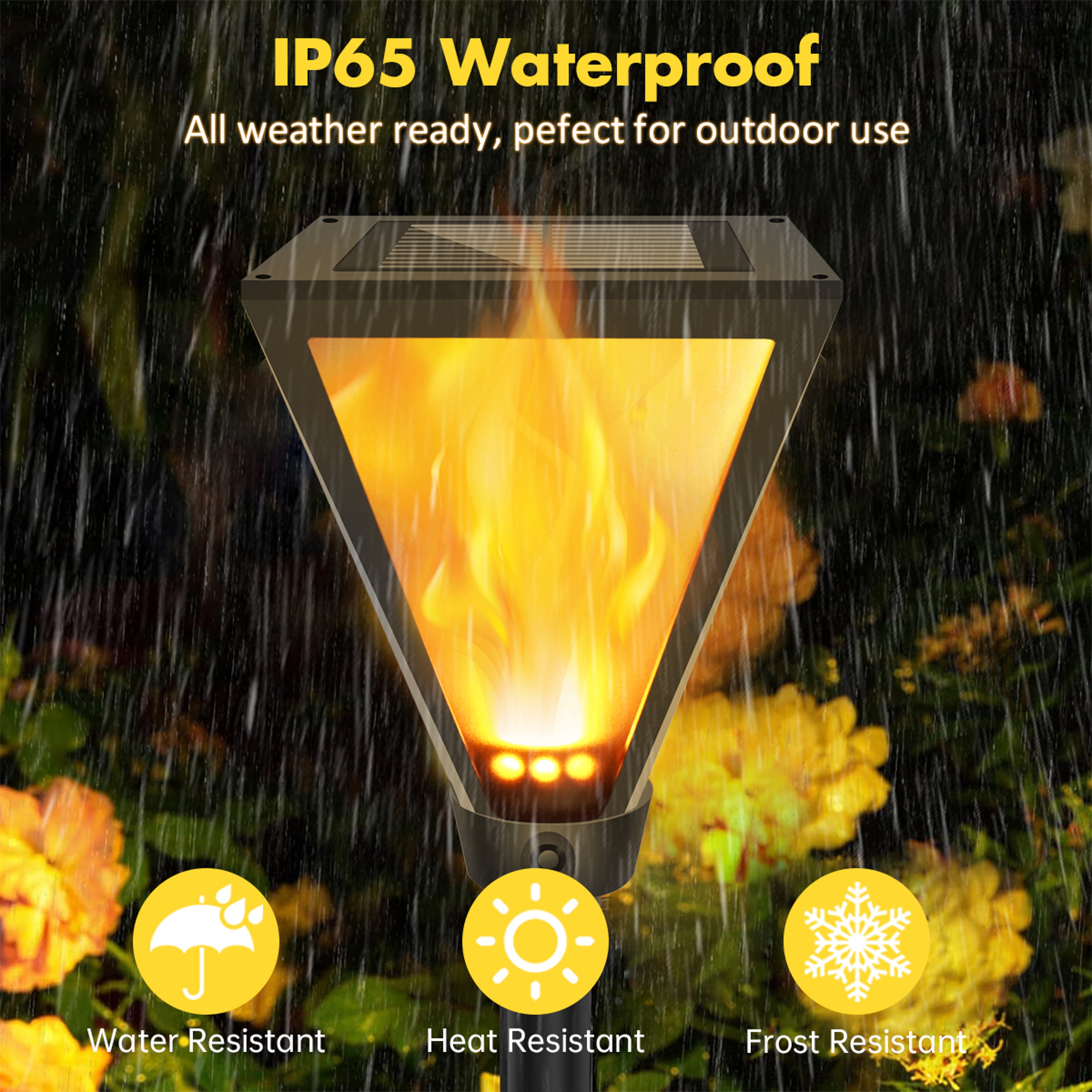 Flickering Flame Solar Garden Lights, Waterproof Solar Pathway Lights for Lawn and Yard – view 4