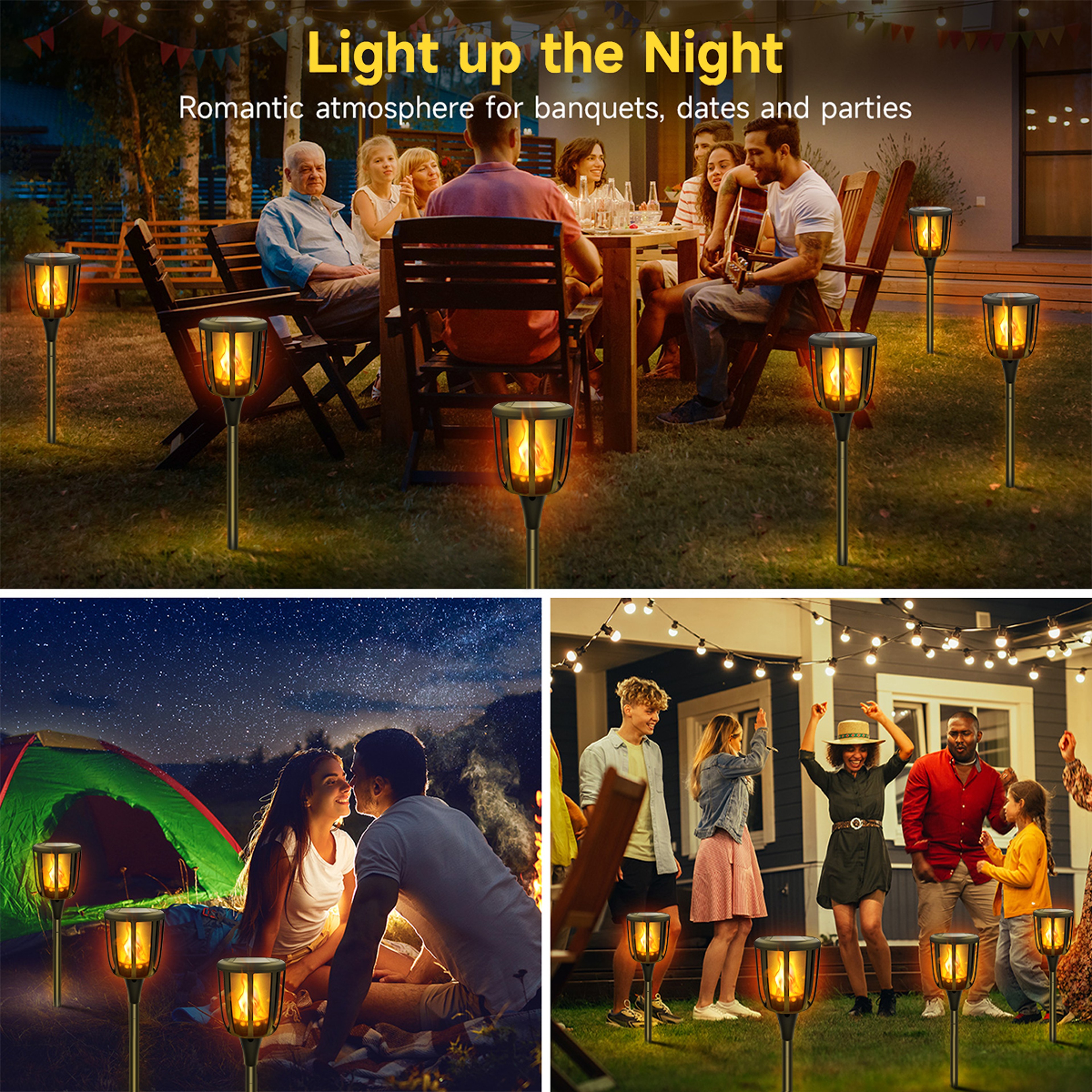 Flickering Flame Solar Garden Lights, Waterproof Solar Pathway Lights for Lawn and Yard – view 6