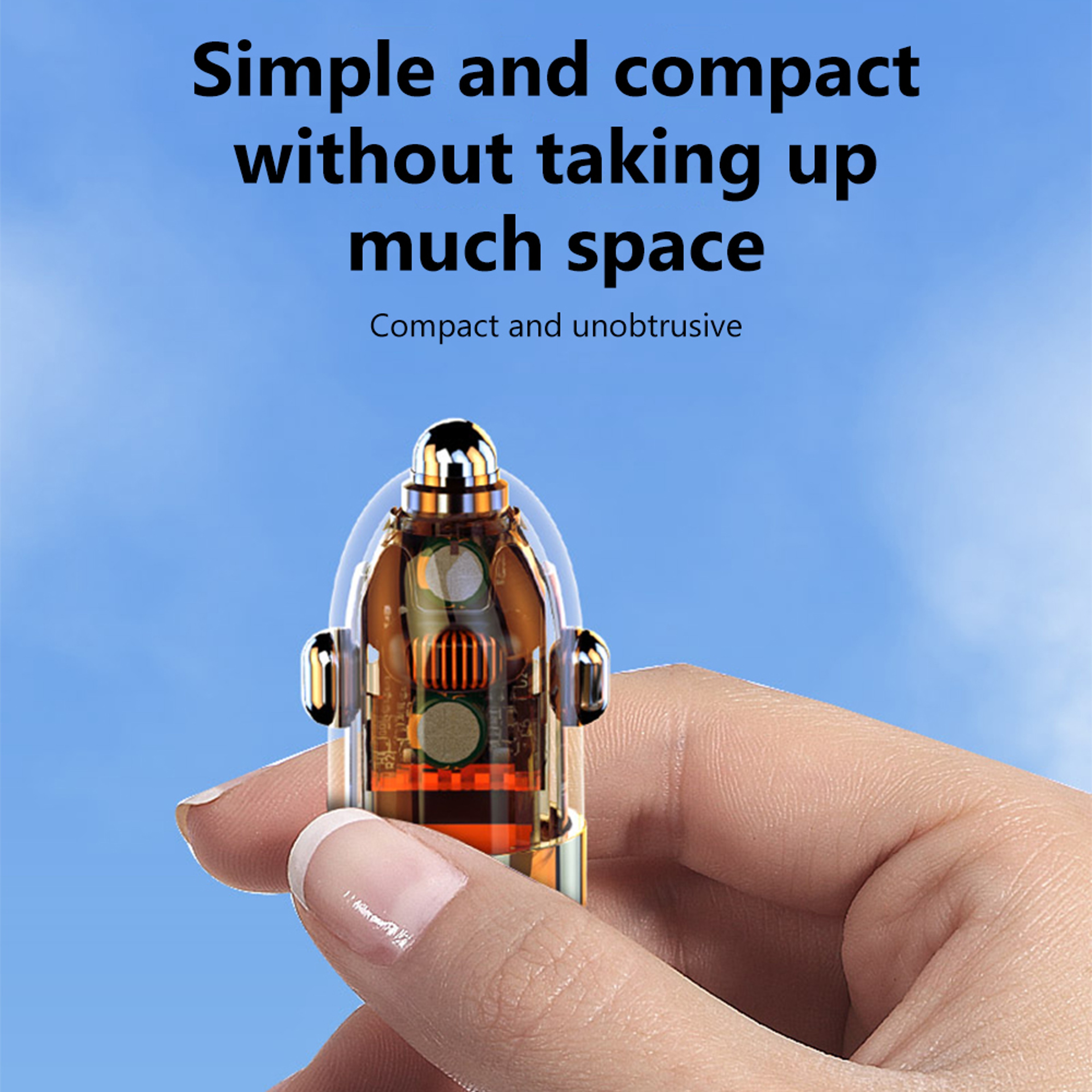Transparent Car Phone Charger Adapter for iPhone, Xiaomi Charger Rapid, Car Charger QC3.0 USB Type C Quick Charge – view 6