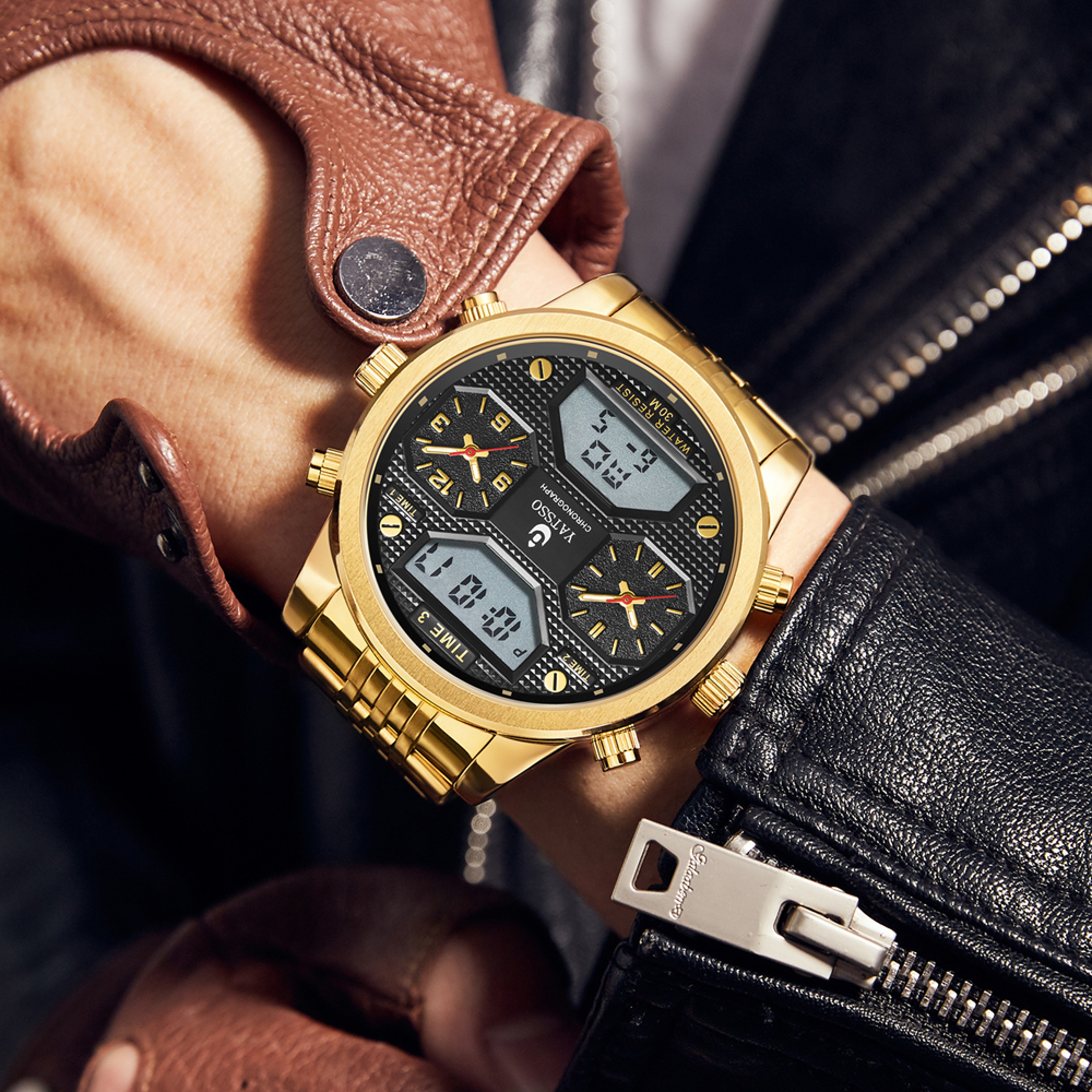 Waterproof Sports Watches Stainless Steel Bracelet Quartz Chronograph Fashion Luxury Watches For Me 0