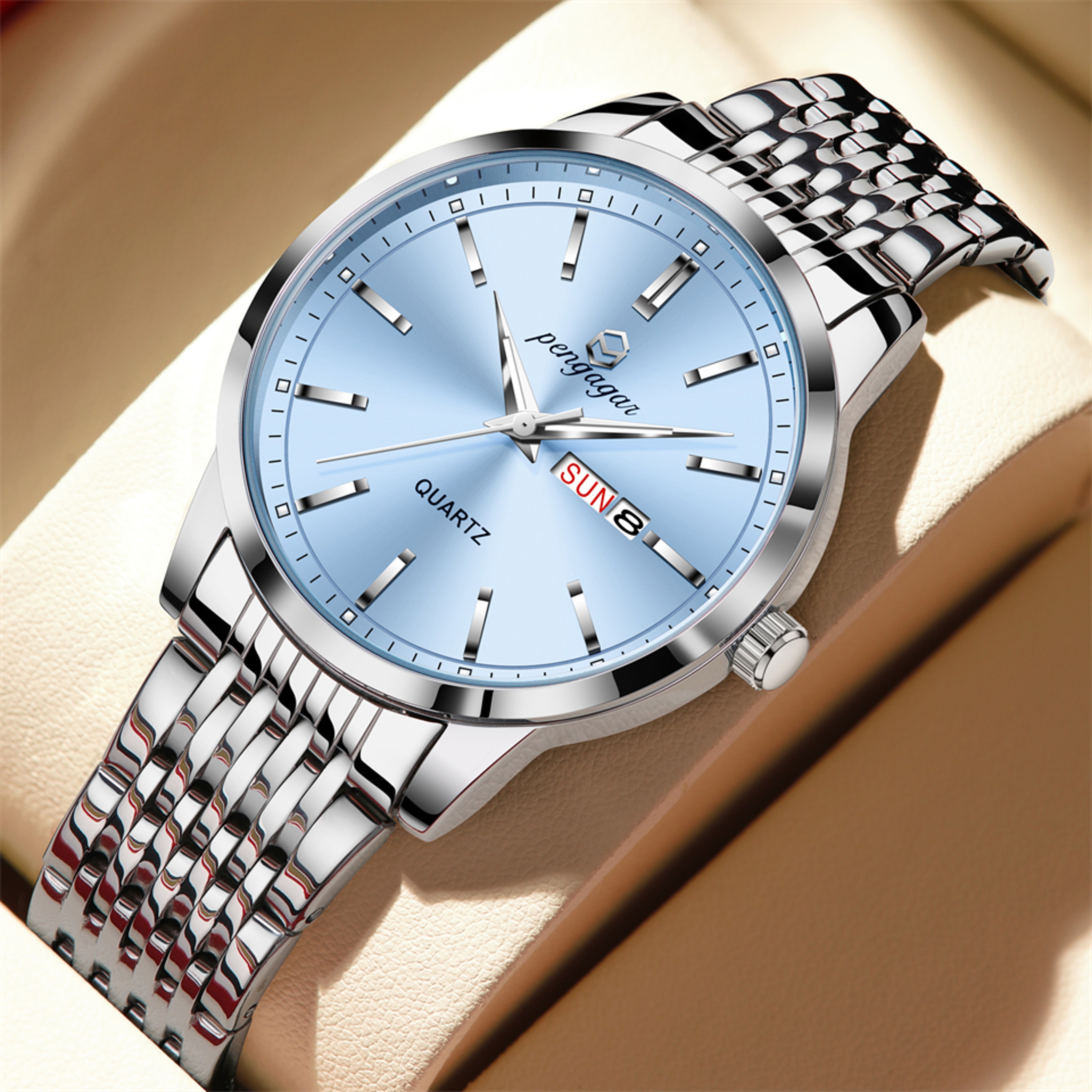 Stainless Steel Men Watch Luxury Waterproof Luminous, Date Week Casual Quartz Men Watches – view 1