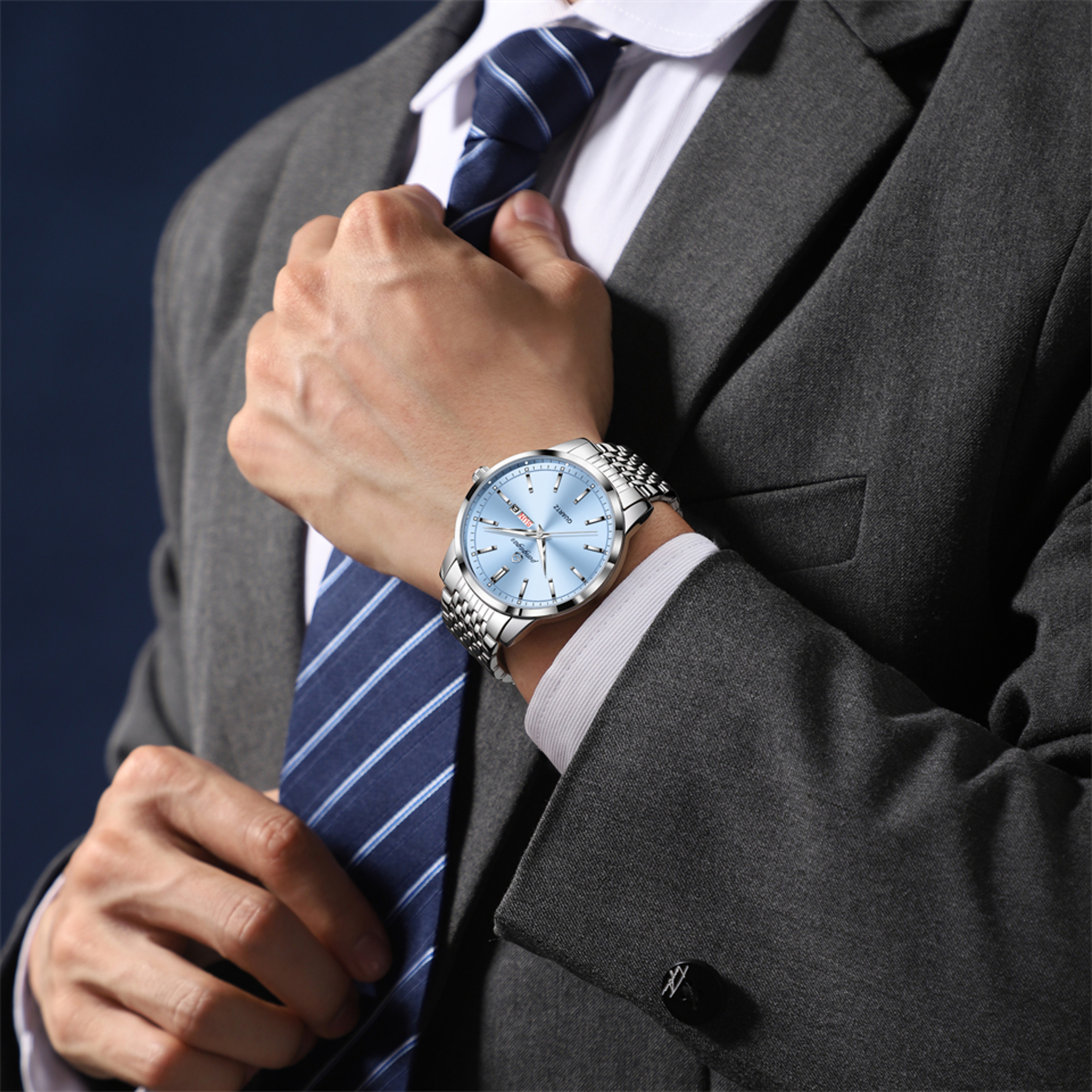 Stainless Steel Men Watch Luxury Waterproof Luminous, Date Week Casual Quartz Men Watches – view 5