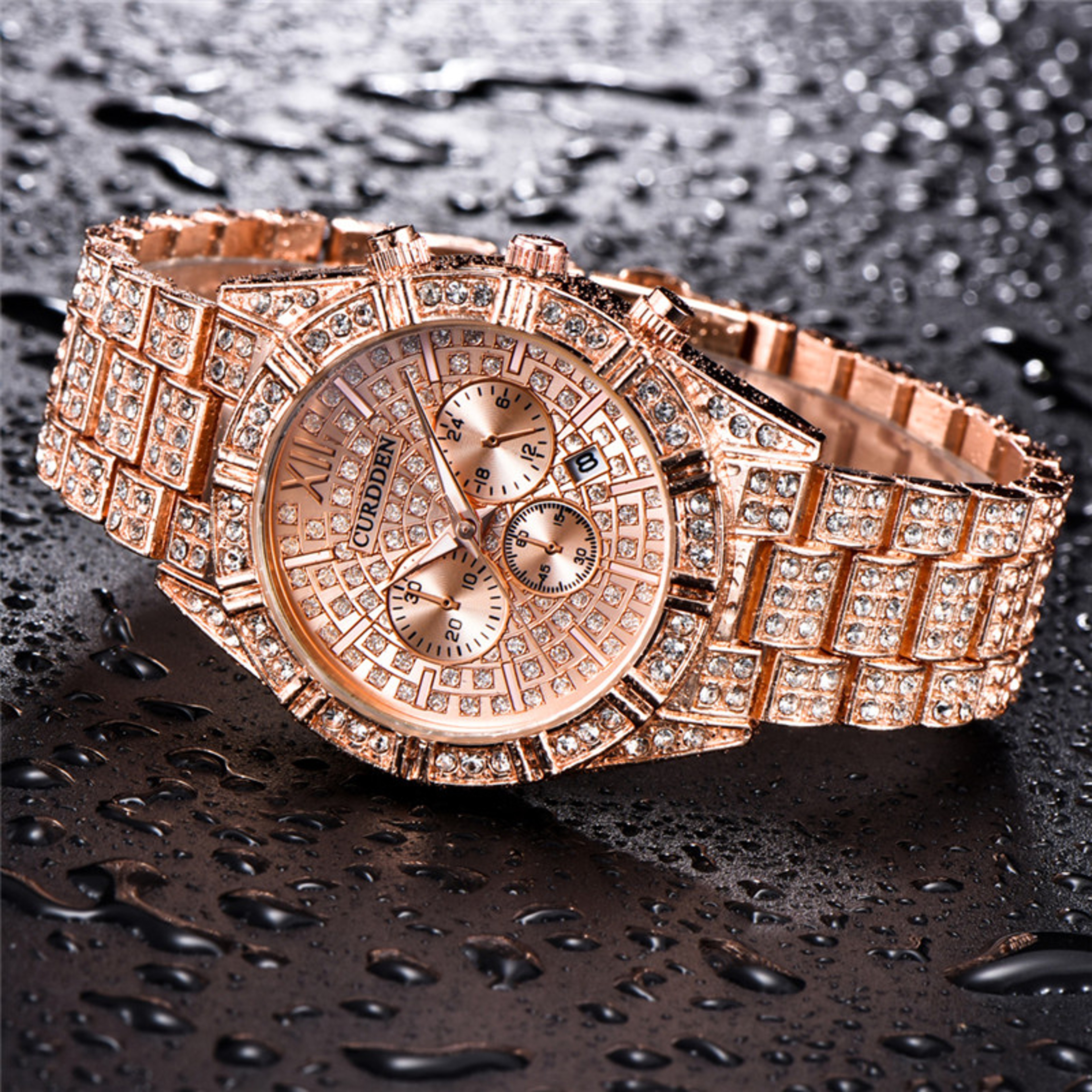 Original CURDDEN Brand Luxury Watches For Men Fashion Golden Date Vintage Quartz Watch Alloy Band H 4