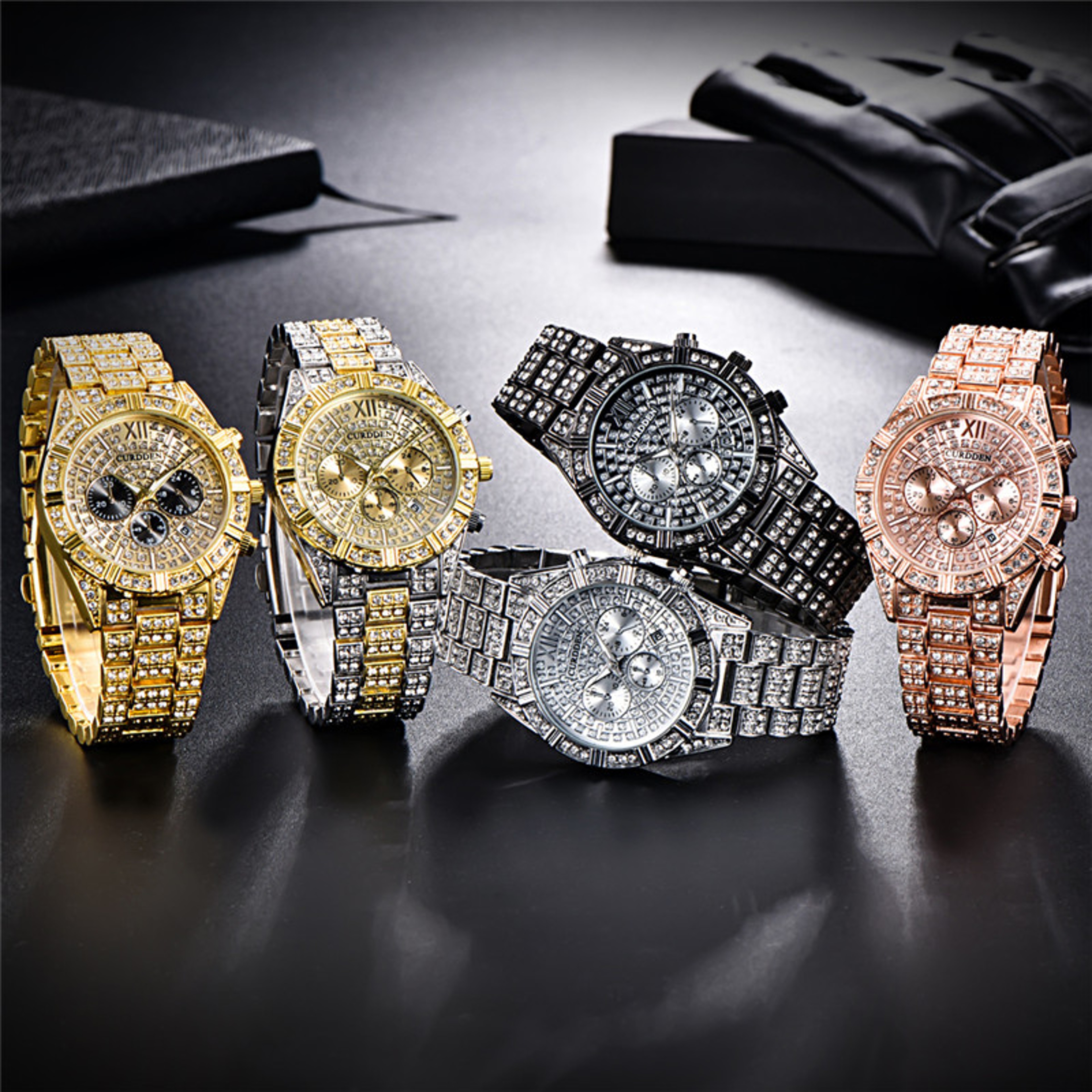Original CURDDEN Brand Luxury Watches For Men Fashion Golden Date Vintage Quartz Watch Alloy Band H 0