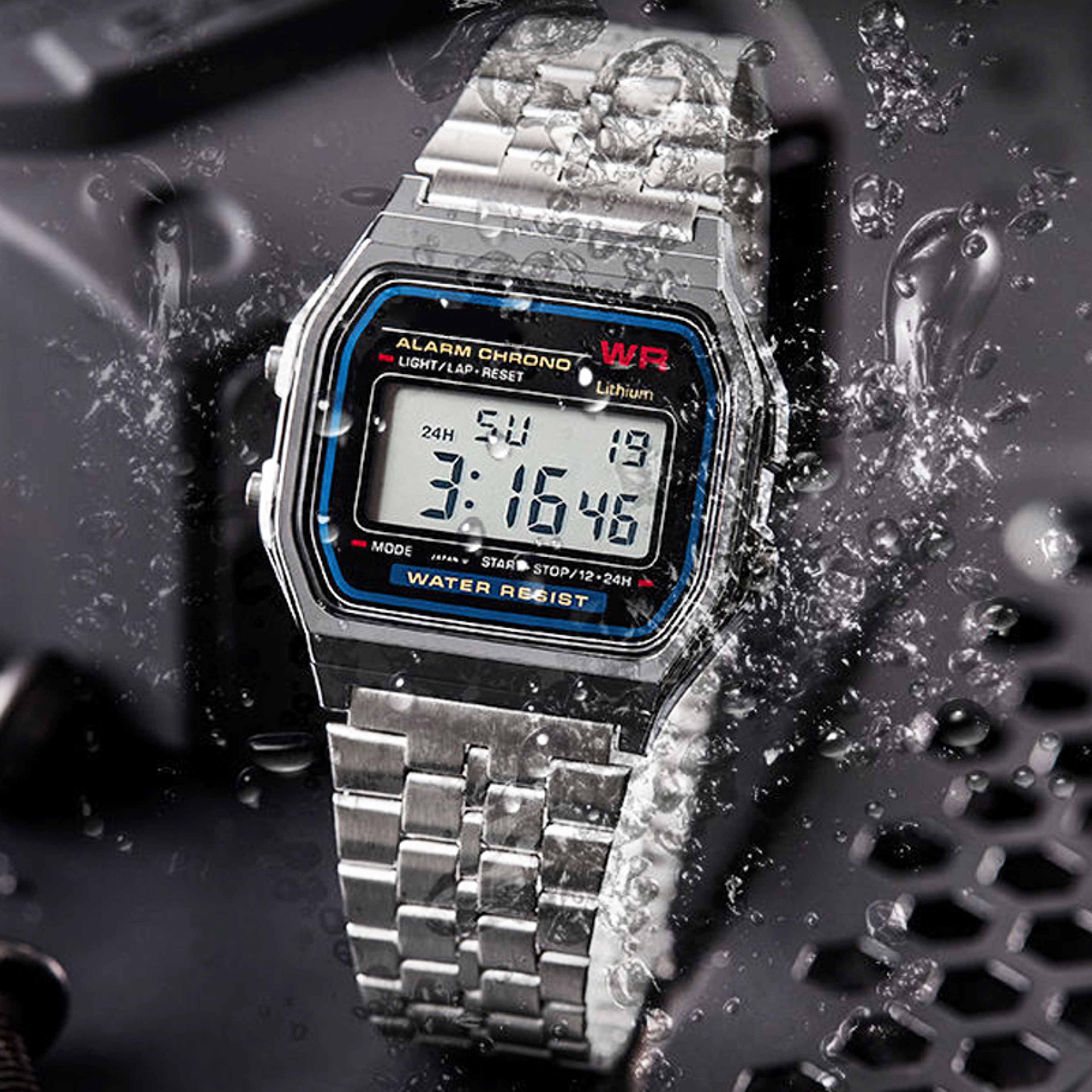 Men Women LED Digital Wristwatches Luxury Gold Silver Sports Military Watches Retro Steel Band Wris