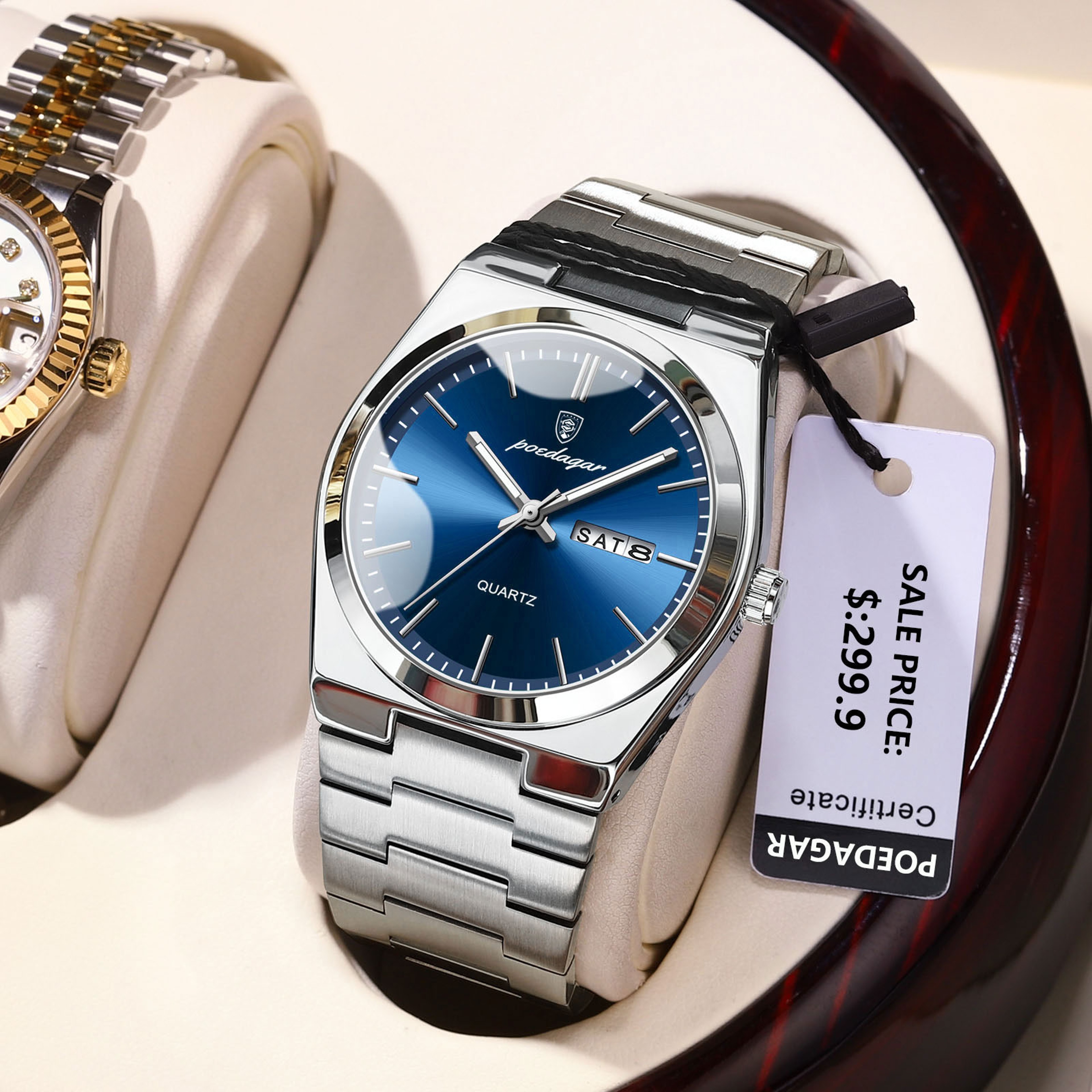 Luxury Watch For Man Waterproof Luminous Date Week Stainless Steel Men Watch Casual Quartz Mens Wat 0