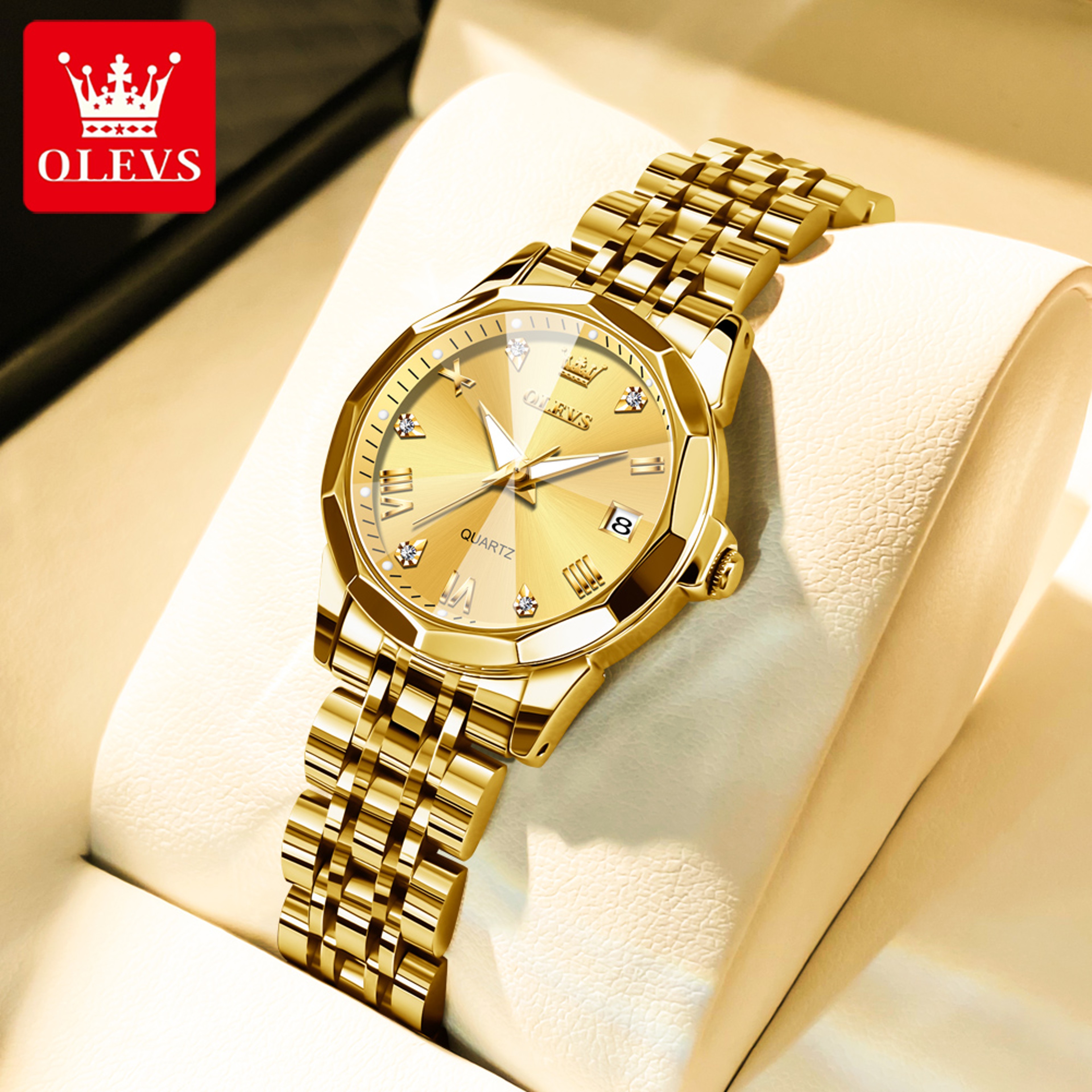 Elegant Original Luxury Ladies Quartz Wristwatch Fashion Golden Watch For Women Waterproof Stainles 0