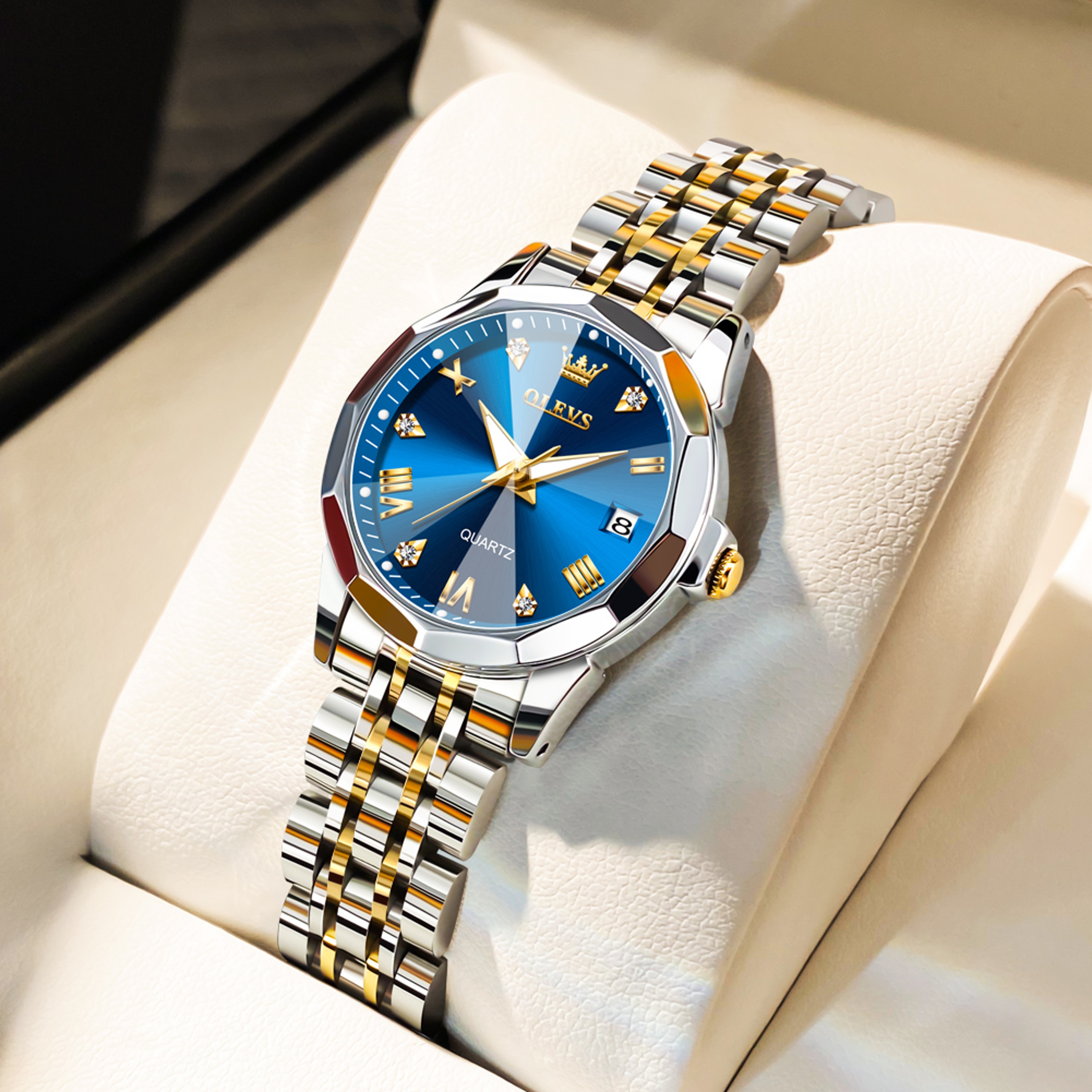 Elegant Original Luxury Ladies Quartz Wristwatch Fashion Golden Watch For Women Waterproof Stainles 10