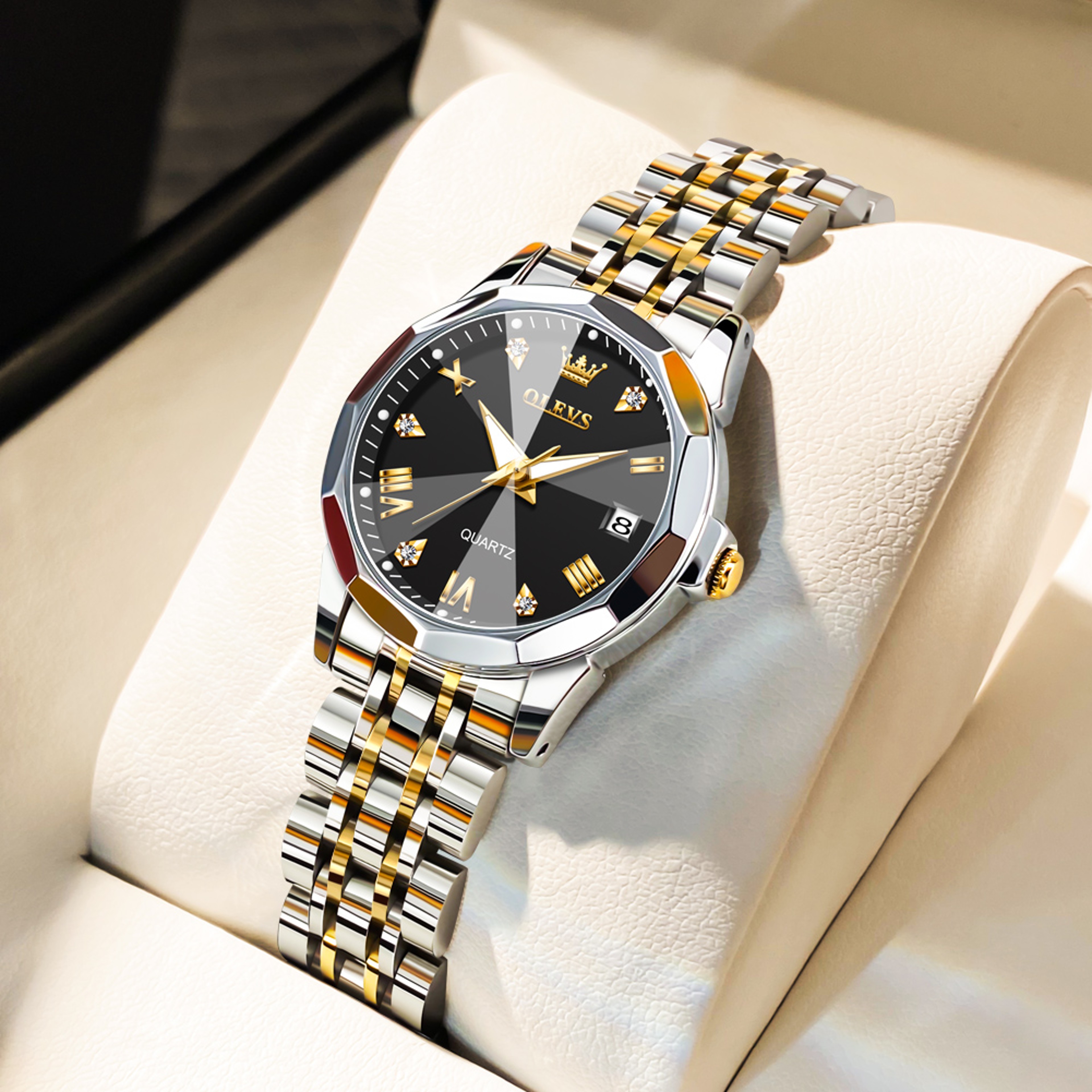 Elegant Original Luxury Ladies Quartz Wristwatch Fashion Golden Watch For Women Waterproof Stainles 11