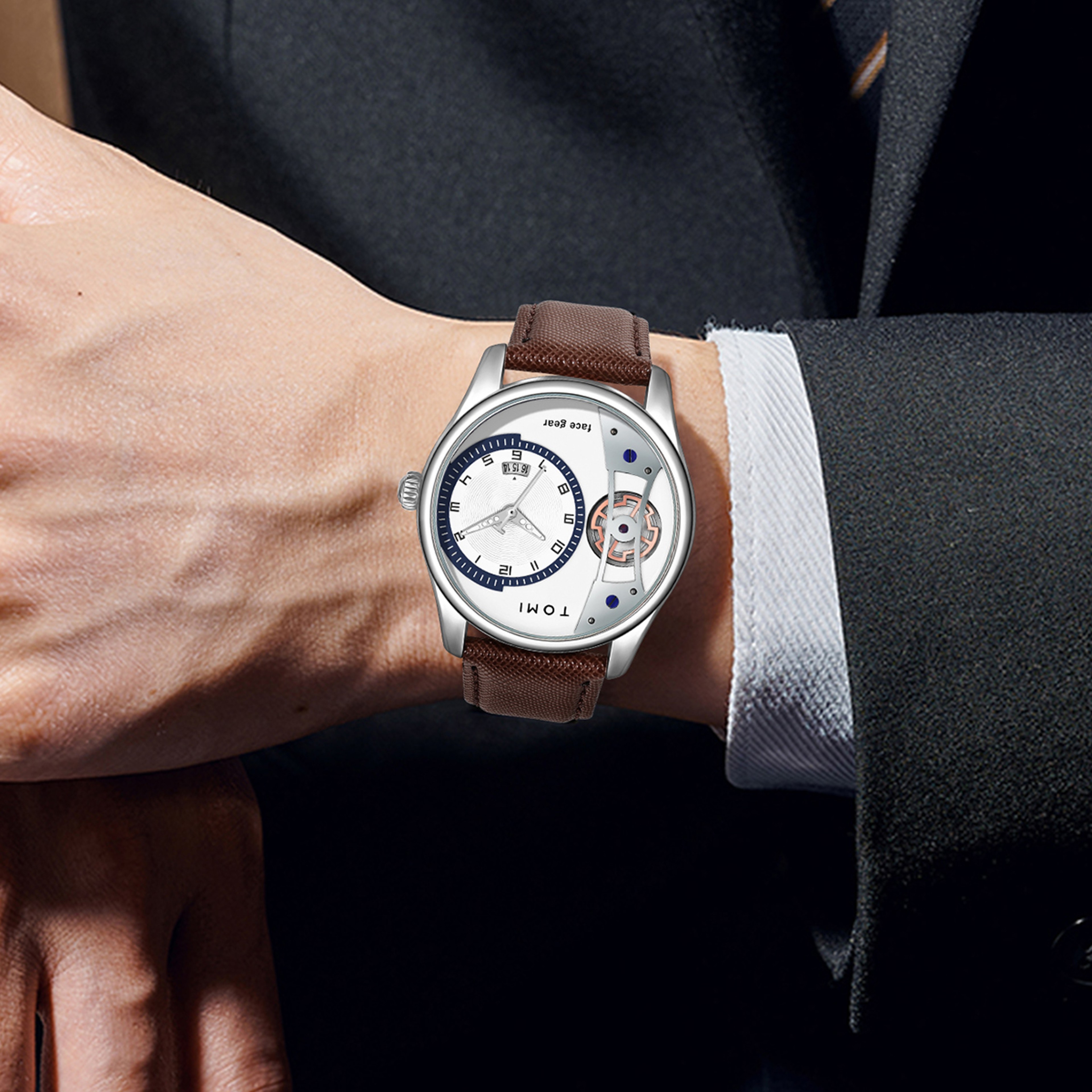 Luxury Quartz Watch For Men Mens Minimalist Business Quartz Watch Double Strap Detachable Gift 3