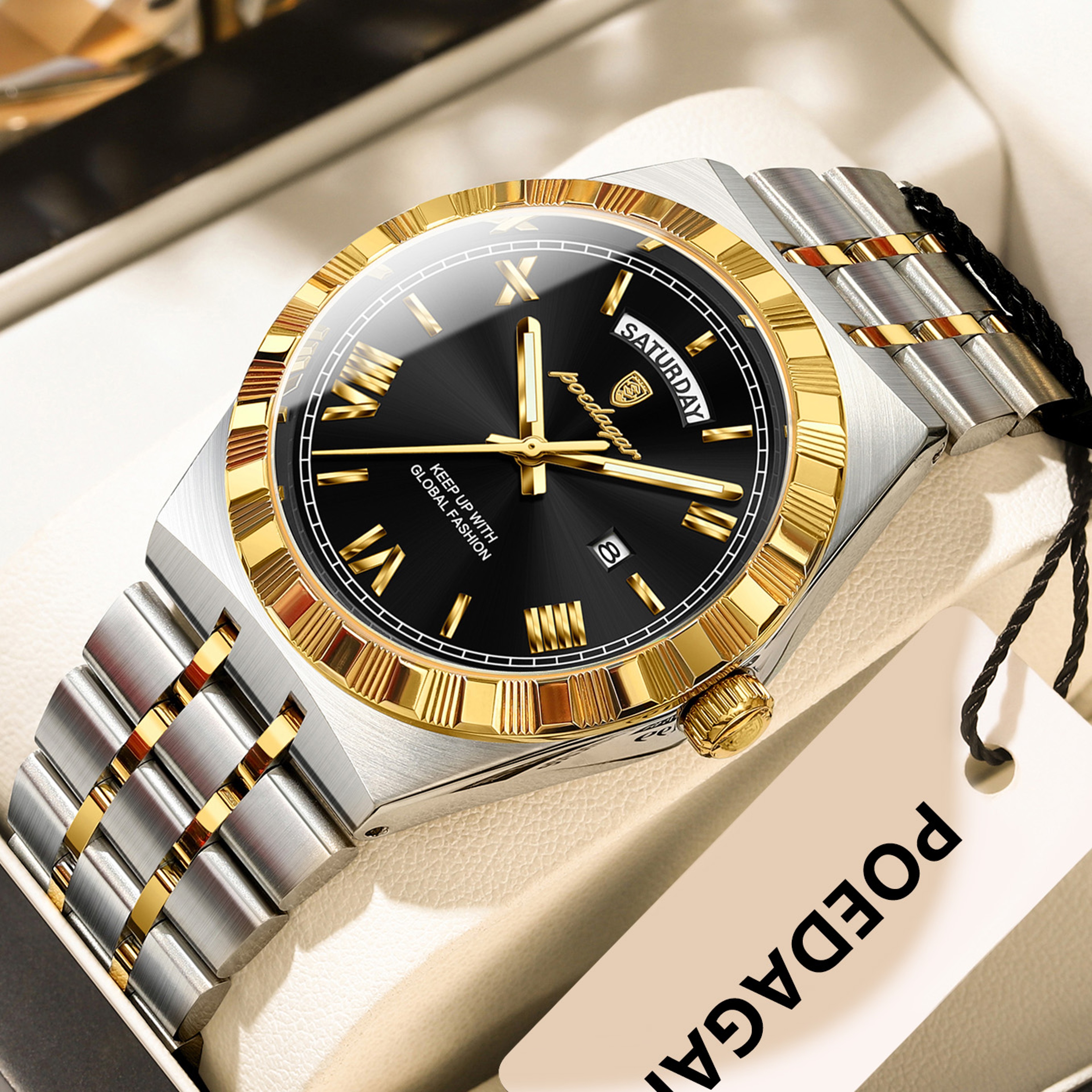 Quartz Business Watches For Men Luxury Fashion Man Wristwatch Waterproof Luminous Stainless Steel C 10