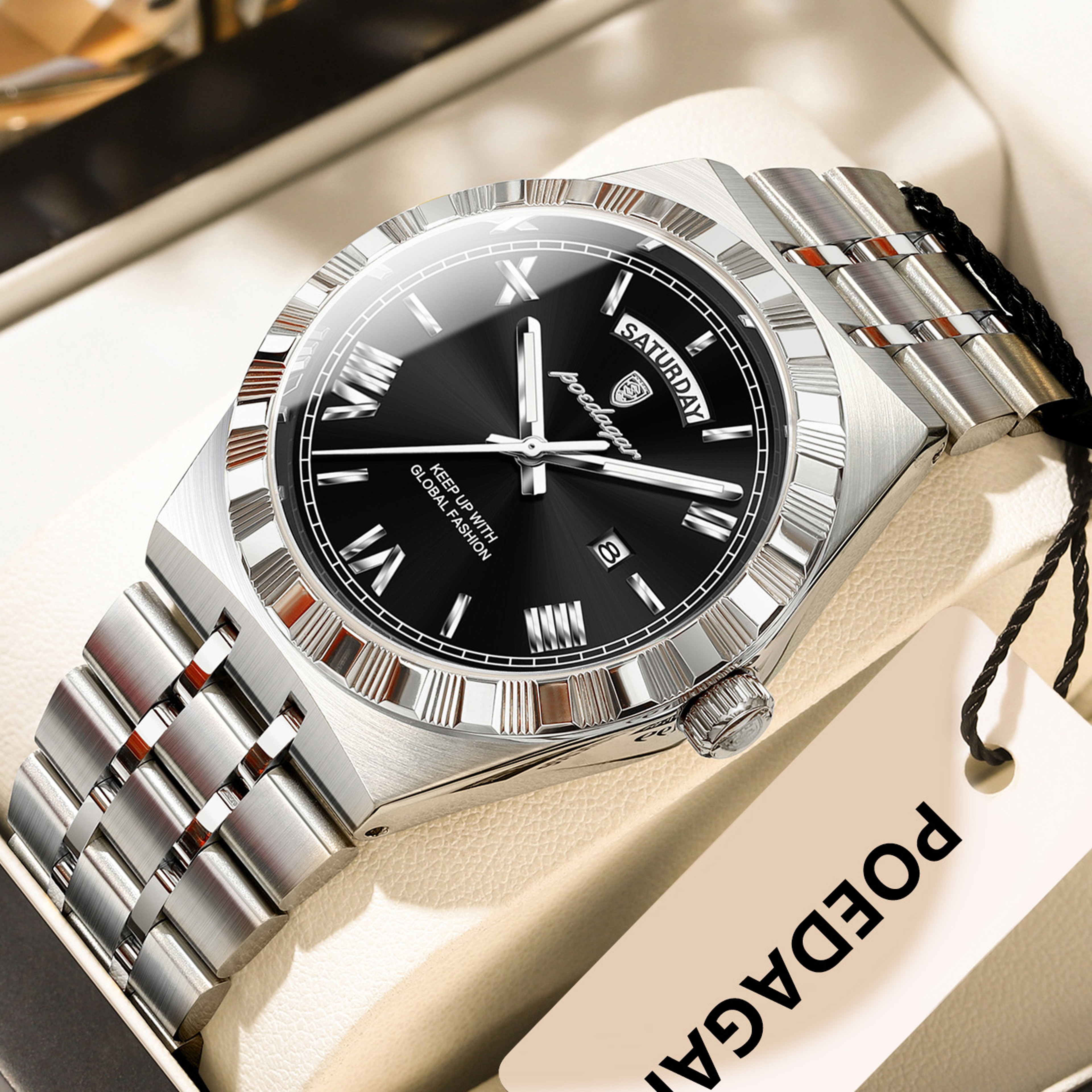 Quartz Business Watches For Men Luxury Fashion Man Wristwatch Waterproof Luminous Stainless Steel C 14
