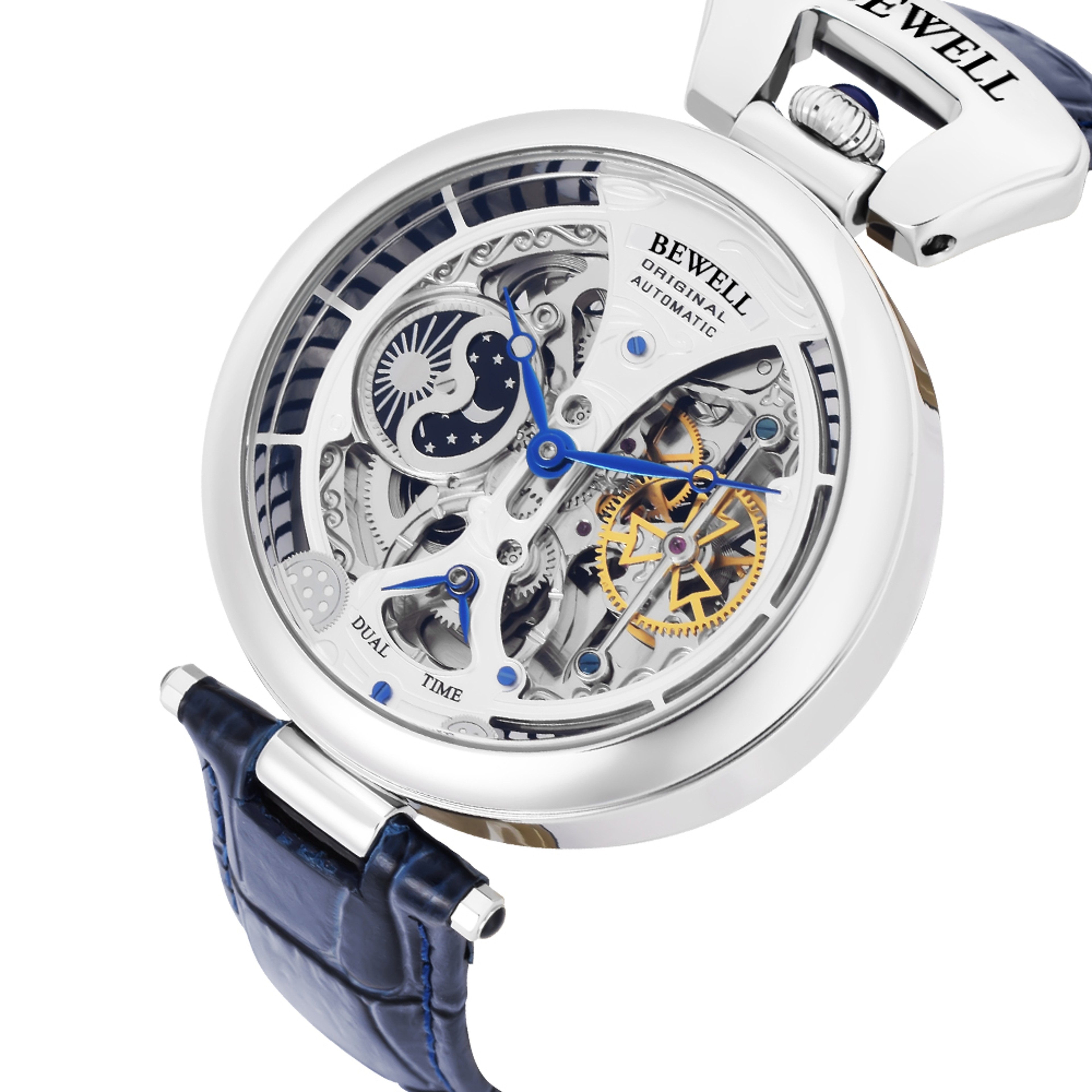 Automatic Mechanical Watch High-End Waterproof with Leather Strap, Stainless Steel Transparent Back Cover – view 2