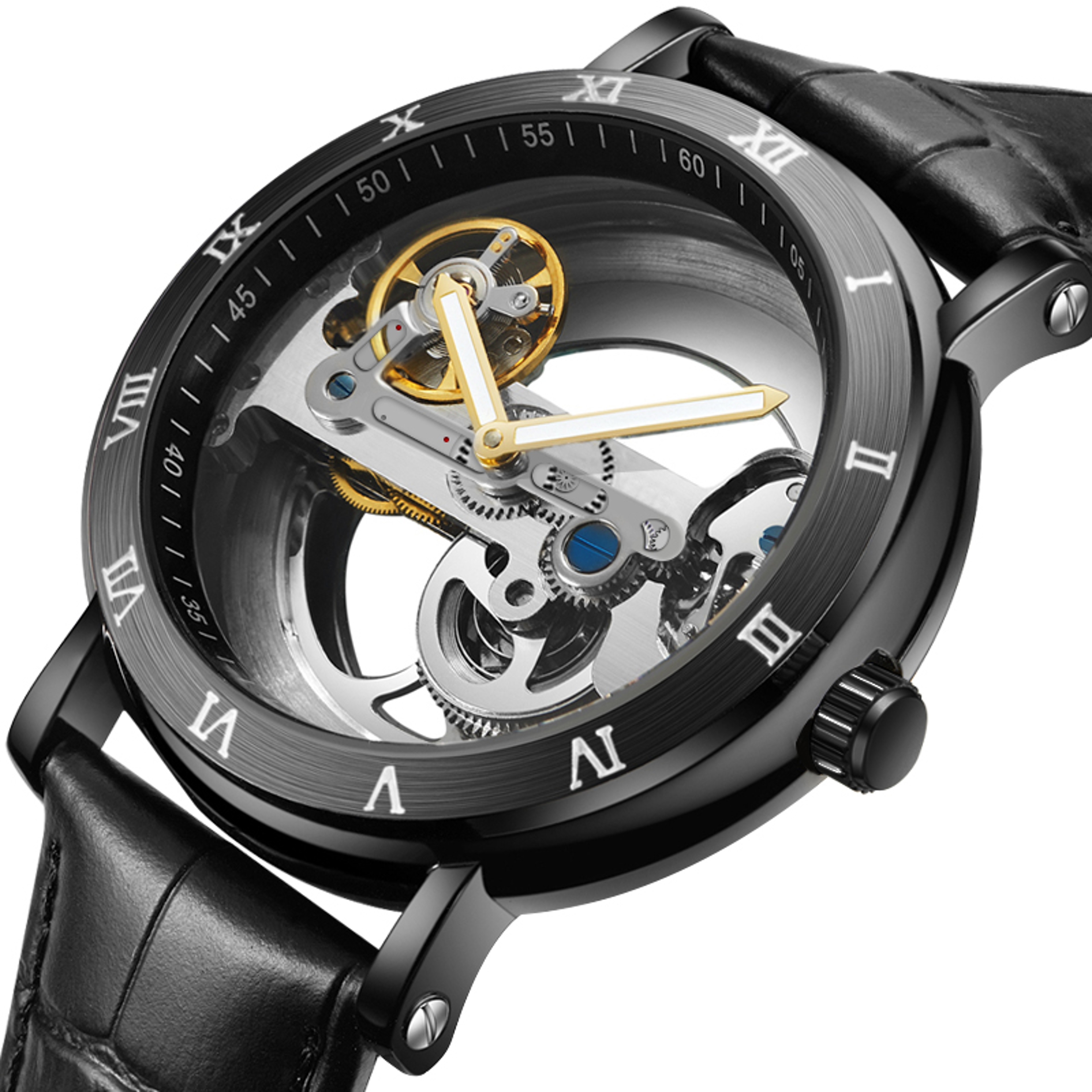 Automatic Mechanical Mens Watch, Mechanical Wristwatches Watches for Man, Watches Golden Bridge Skeleton – view 2