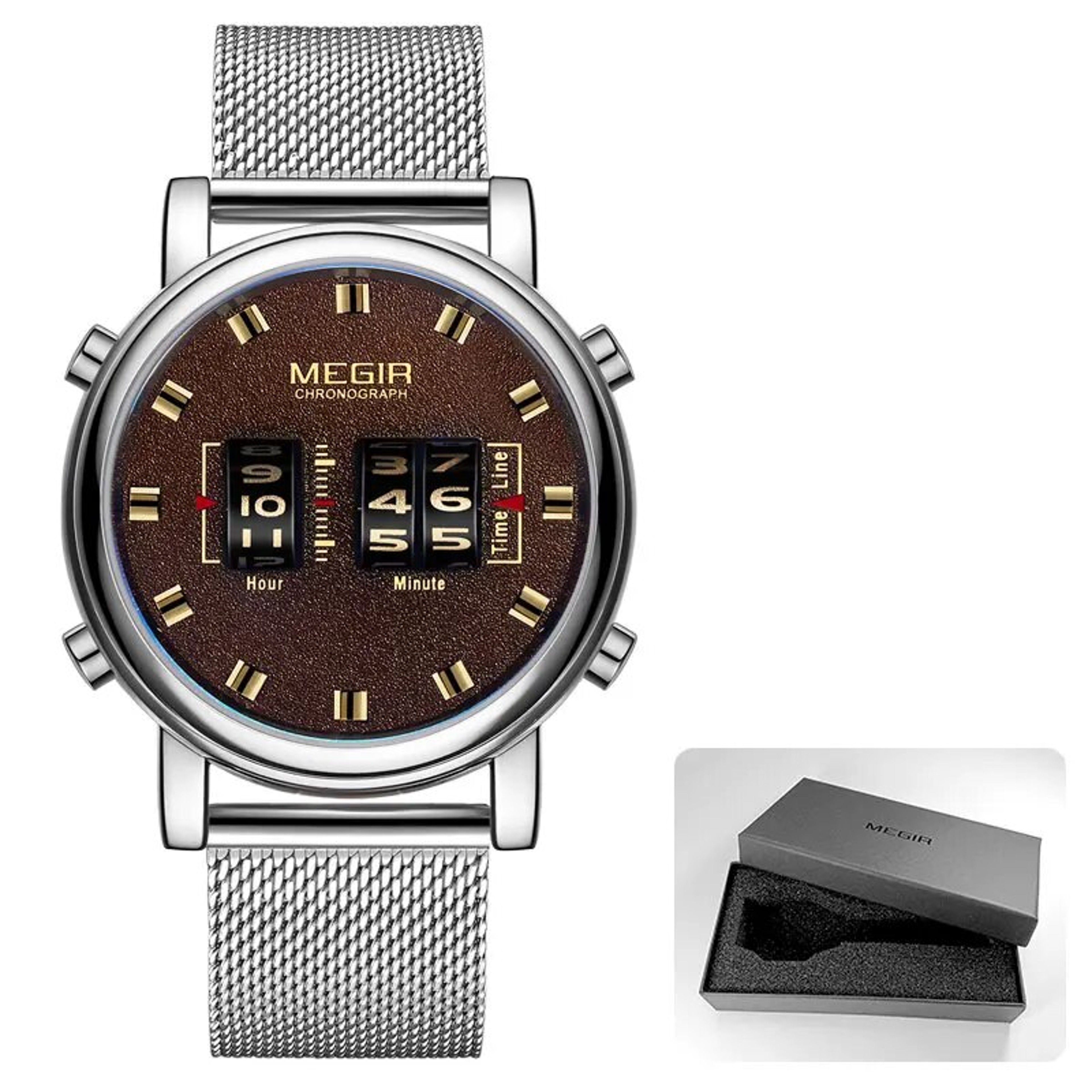 Military Sport New Luxury Watches Men Stainless Steel Mesh Strap Wristwatch Pointer Quartz Watch Ma 8