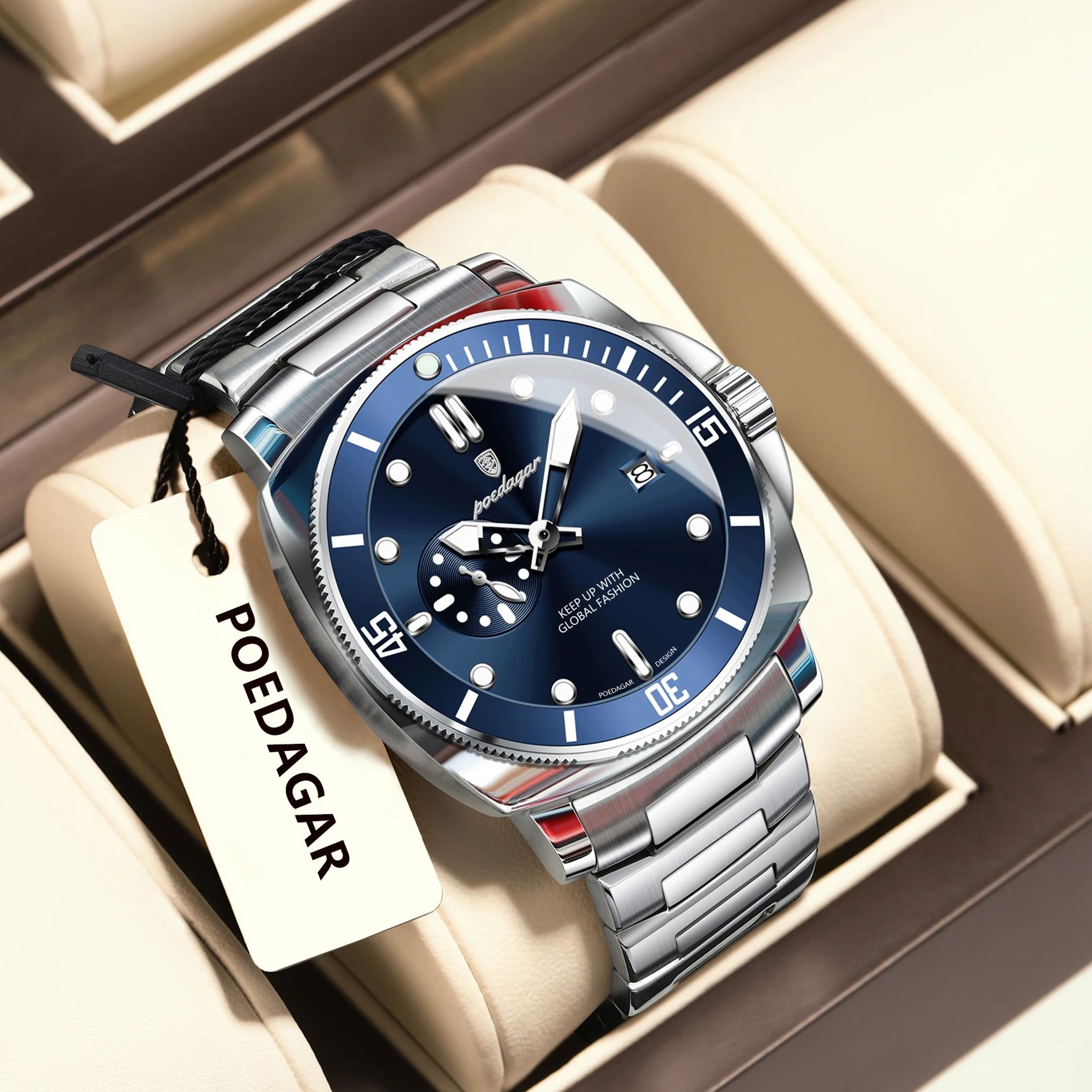 Waterproof Luminous Date Mens Watches Stainless Steel Business Quartz Luxury Wristwatch For Men 0