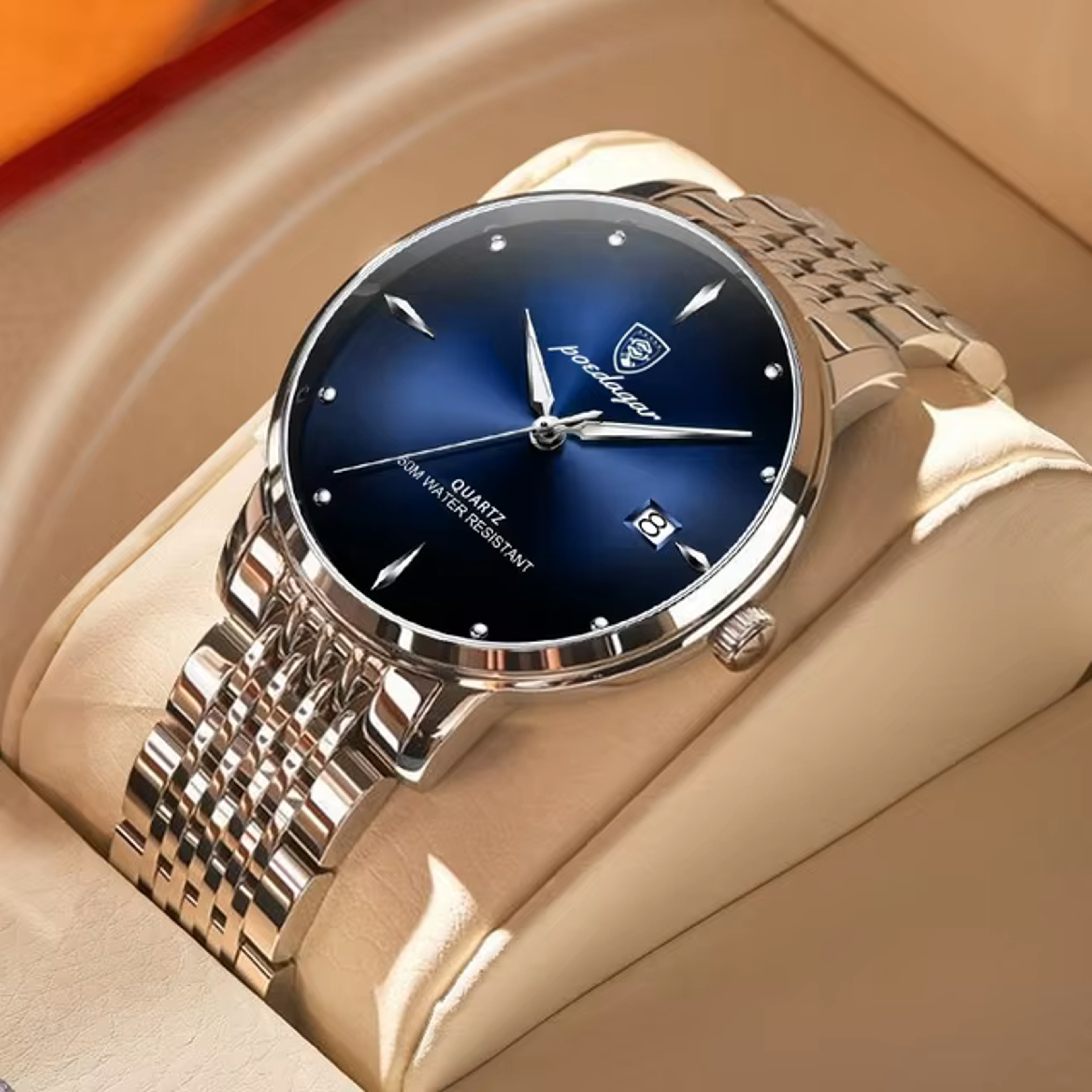 Luxury Casual Mens Watch Waterproof Quartz Stainless Steel Date Display With Night Light 6