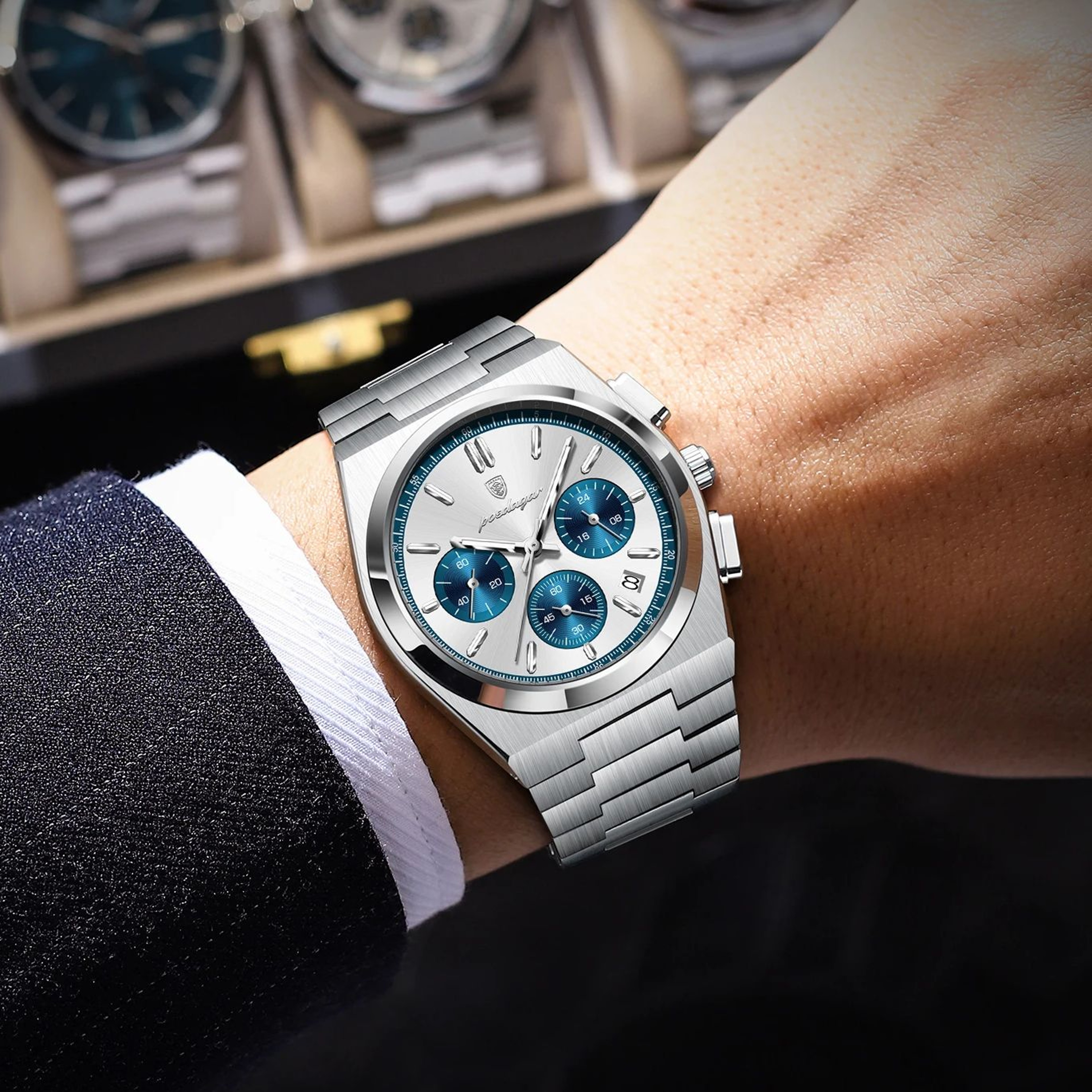 Luminous Business Watches For Men Fashion Men Wristwatch Chronograph Date Stainless Steel Quartz Ma 3