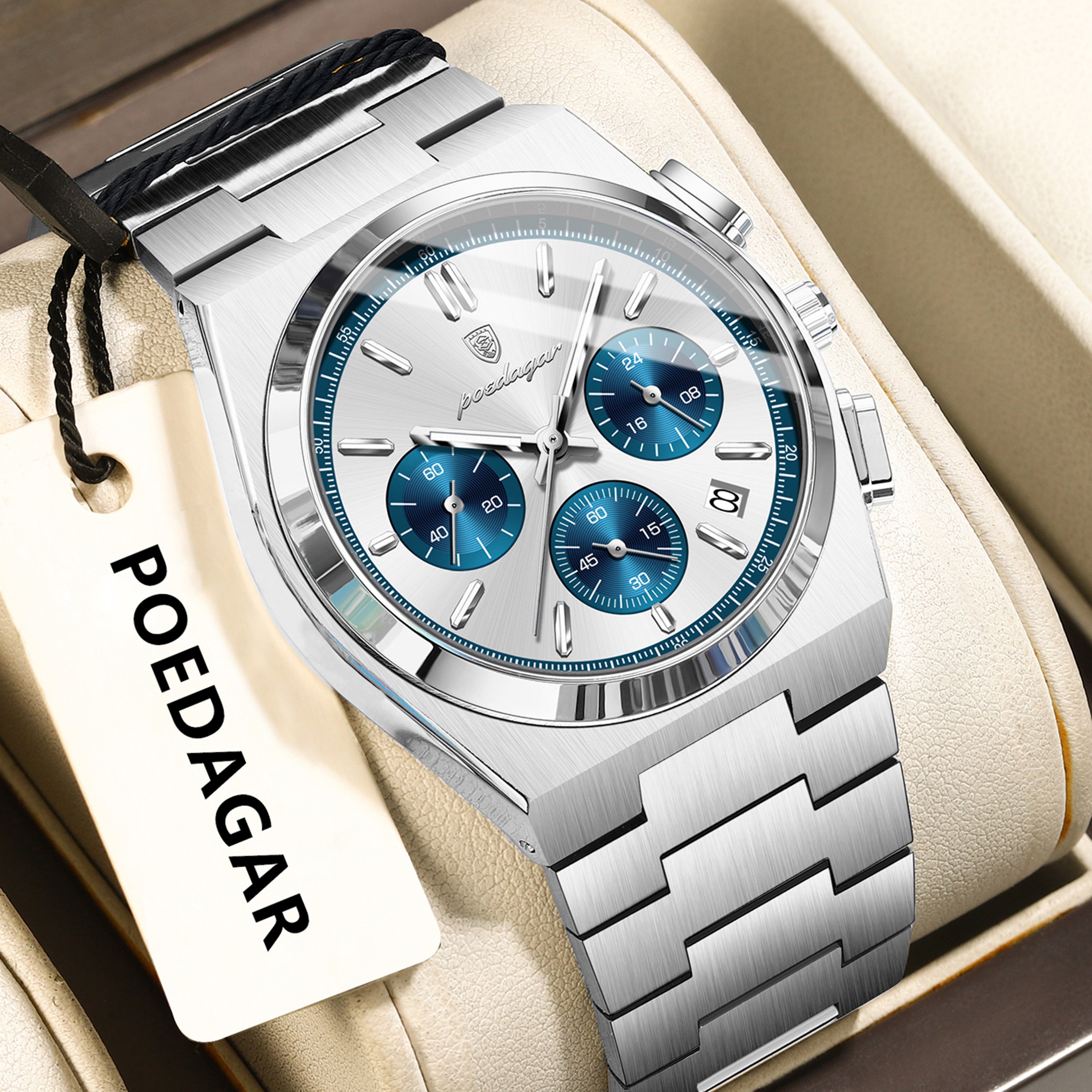 Luminous Business Watches For Men Fashion Men Wristwatch Chronograph Date Stainless Steel Quartz Ma 5