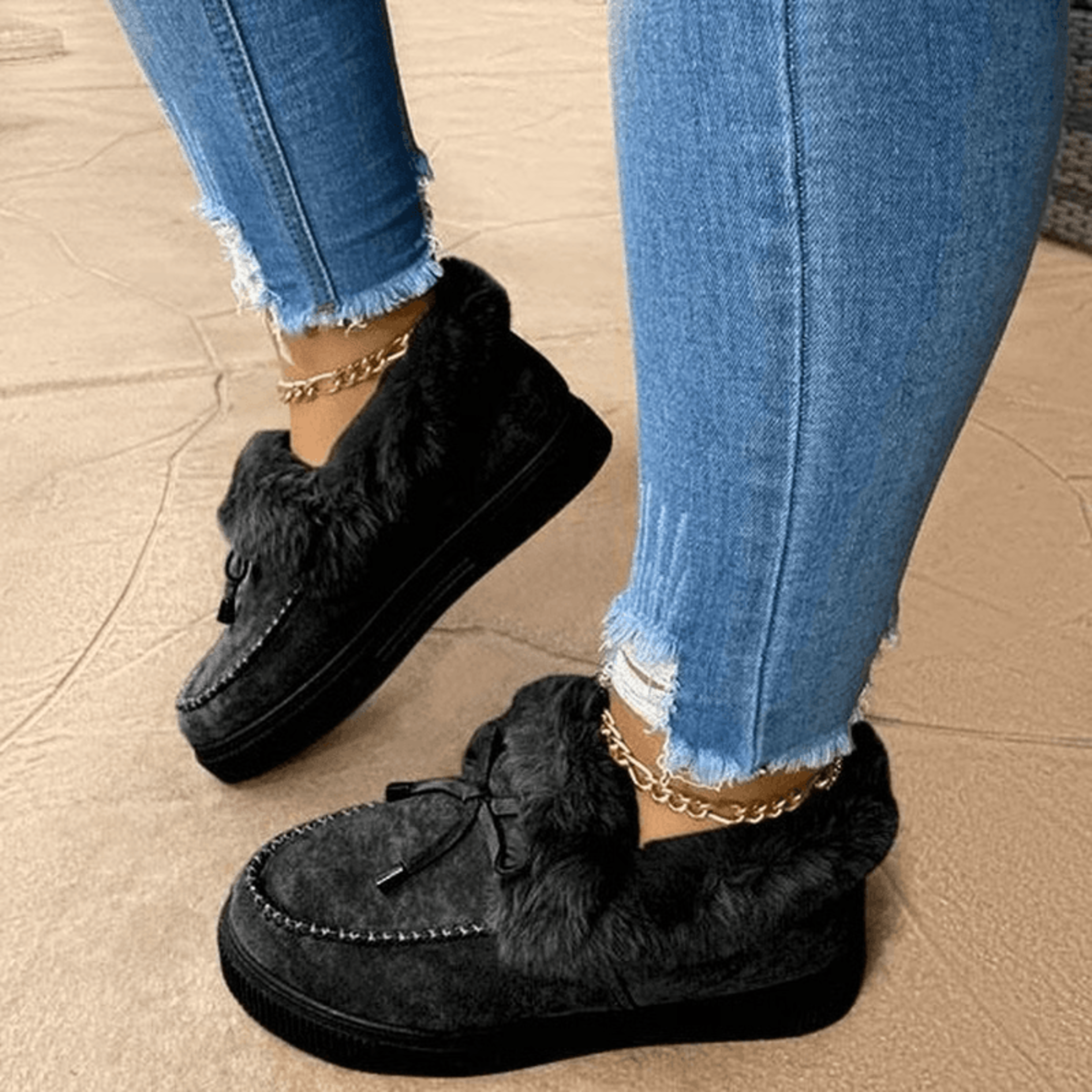 Warm fleece shoes for winter walks