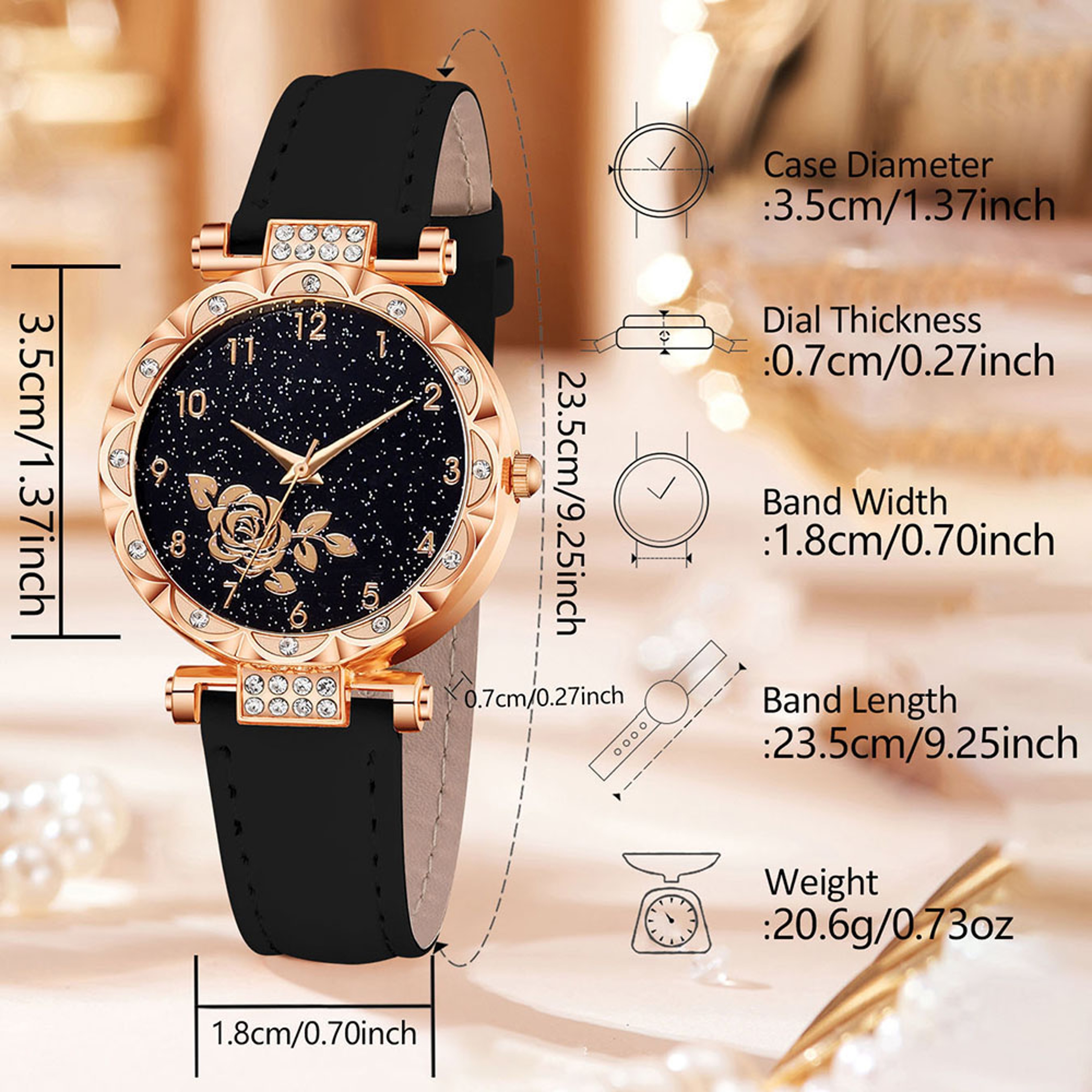 Elegant Women's Watch Set with Flower Element Dial, Quartz Watch, Bracelet, Necklace, Ring, and Earrings – view 6