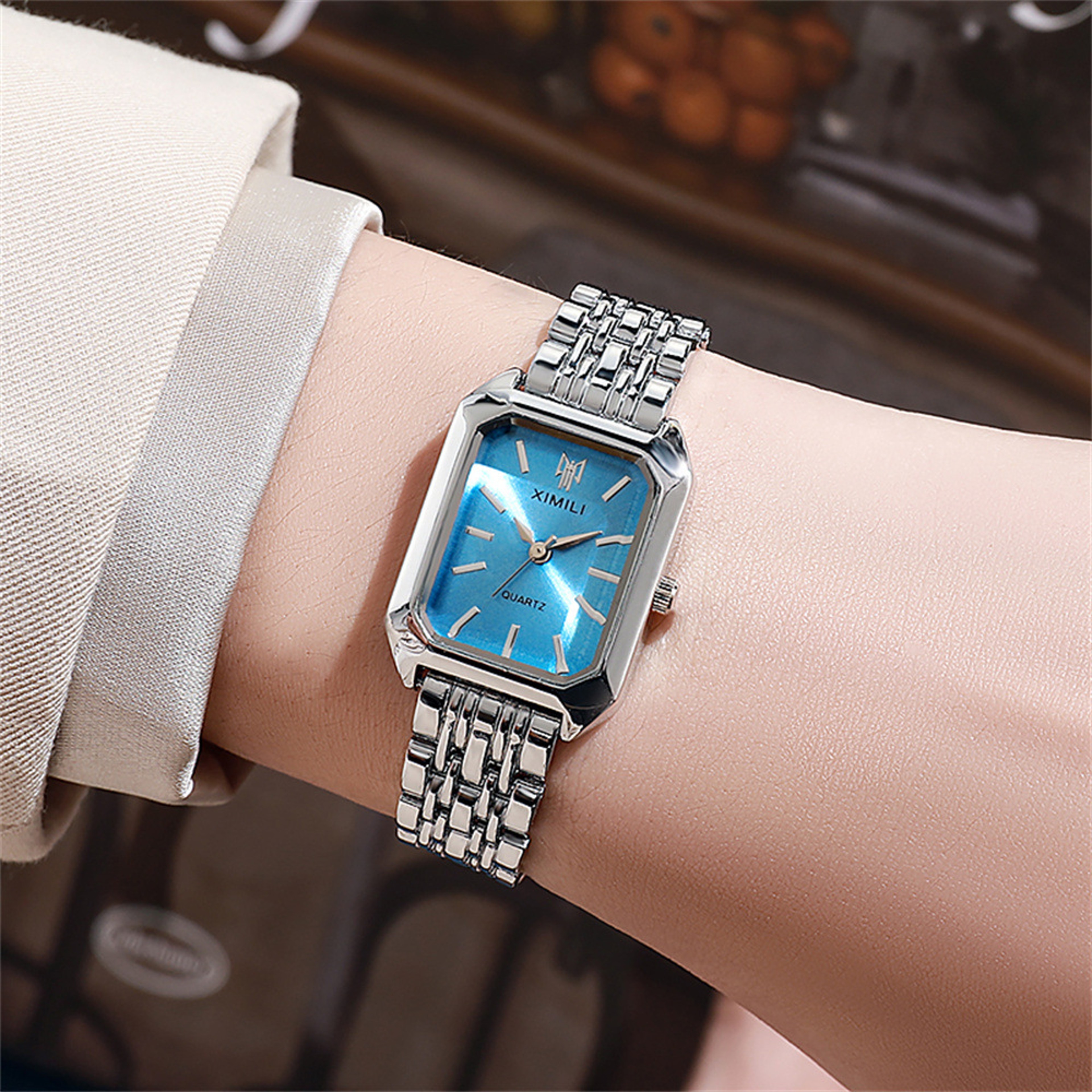 Luxury Ladies Quartz Wristwatches, Women's Fashion Square Watches, Gold Alloy Strap Female Roman Scale Clock – view 11