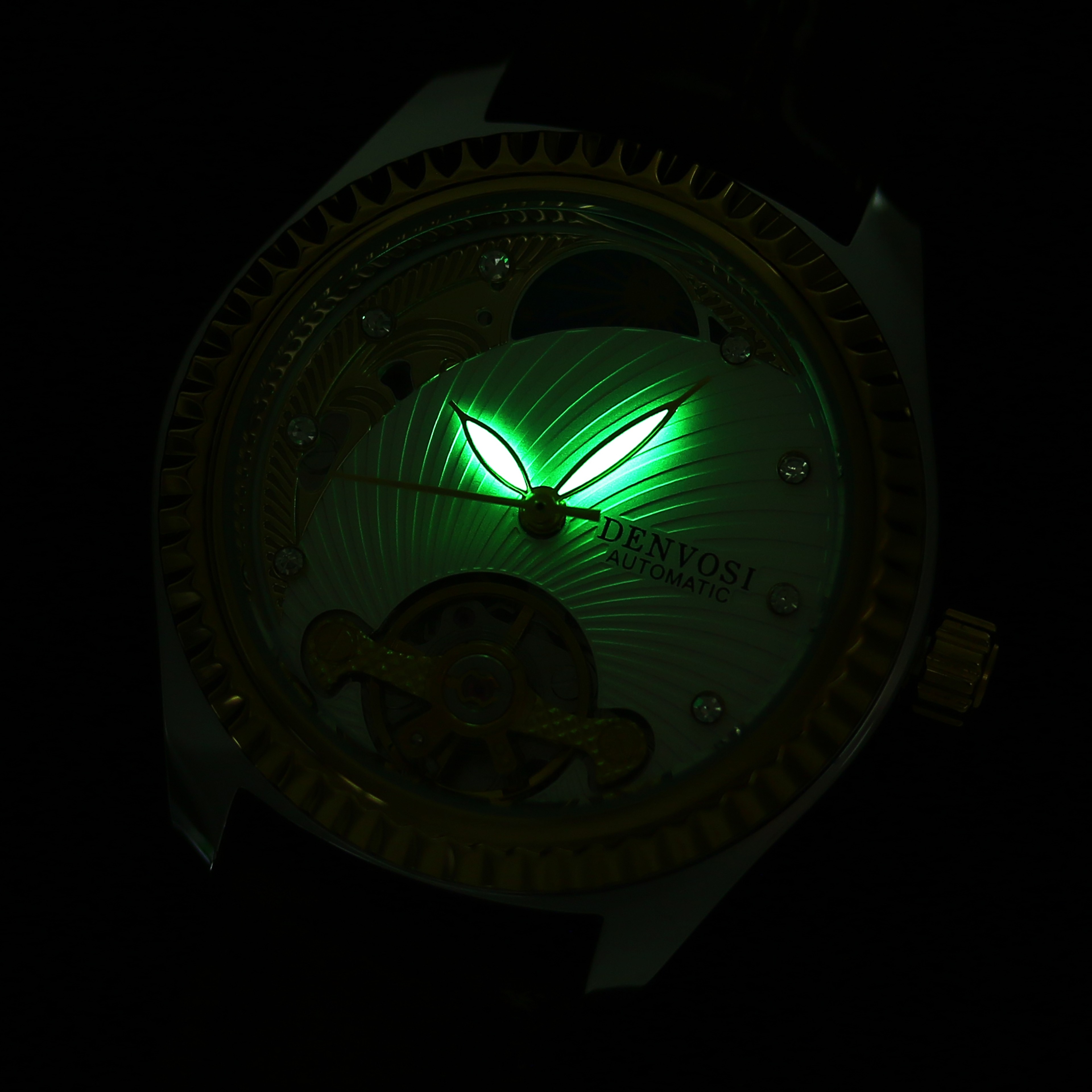 Luxury Fashion Casual Leather Watch For Ladies Flywheel Double Hollowed Automatic Mechanical Waterp 4